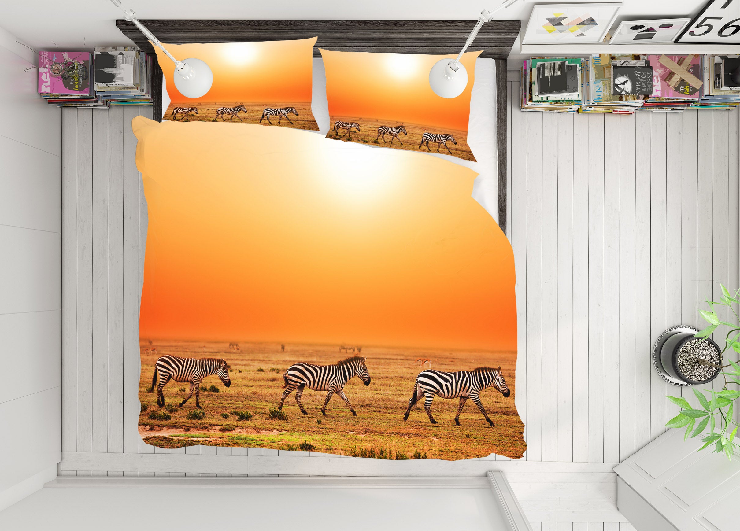 3D Zebra 21059 Bed Pillowcases Quilt