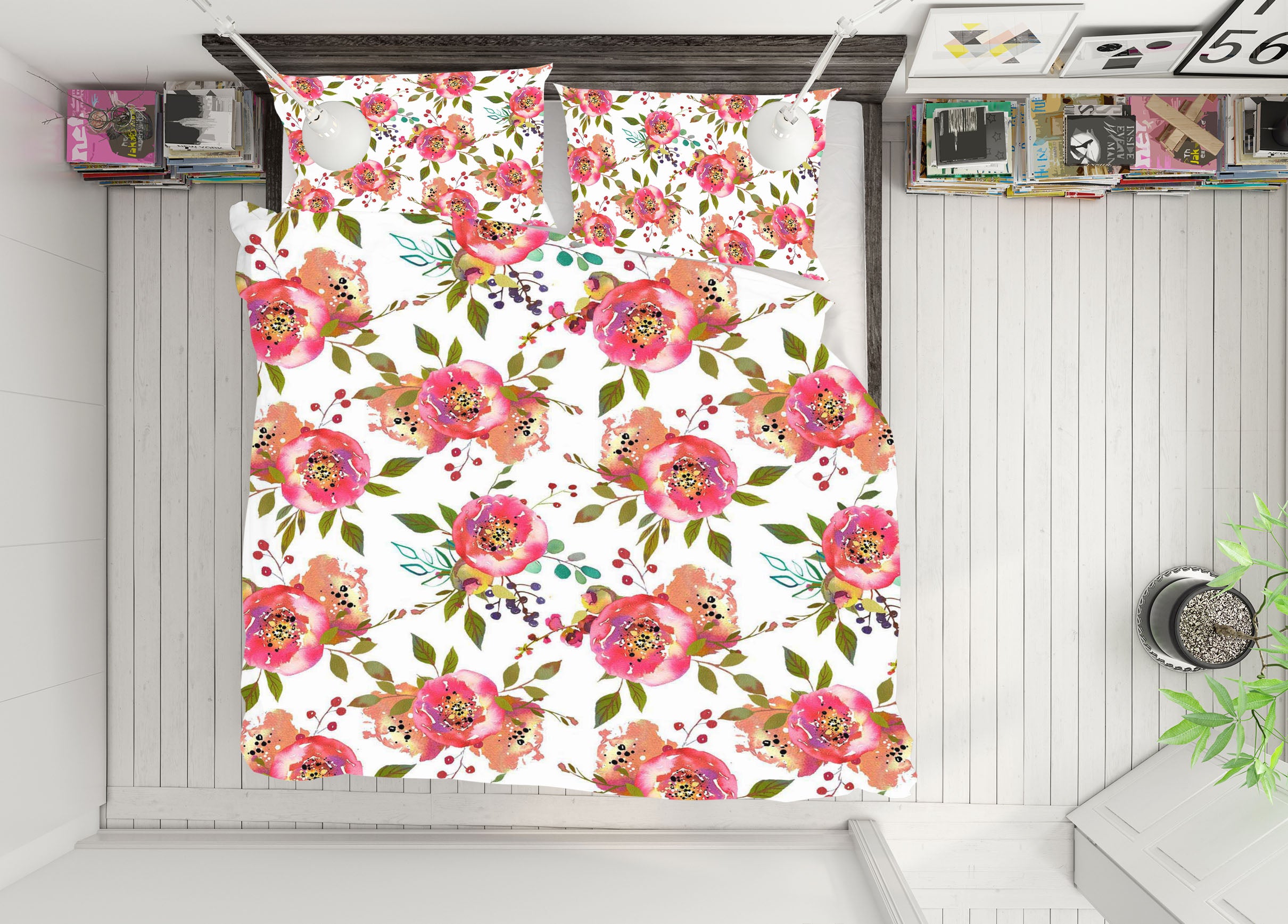 3D Pink Red Flowers 18186 Uta Naumann Bedding Bed Pillowcases Quilt
