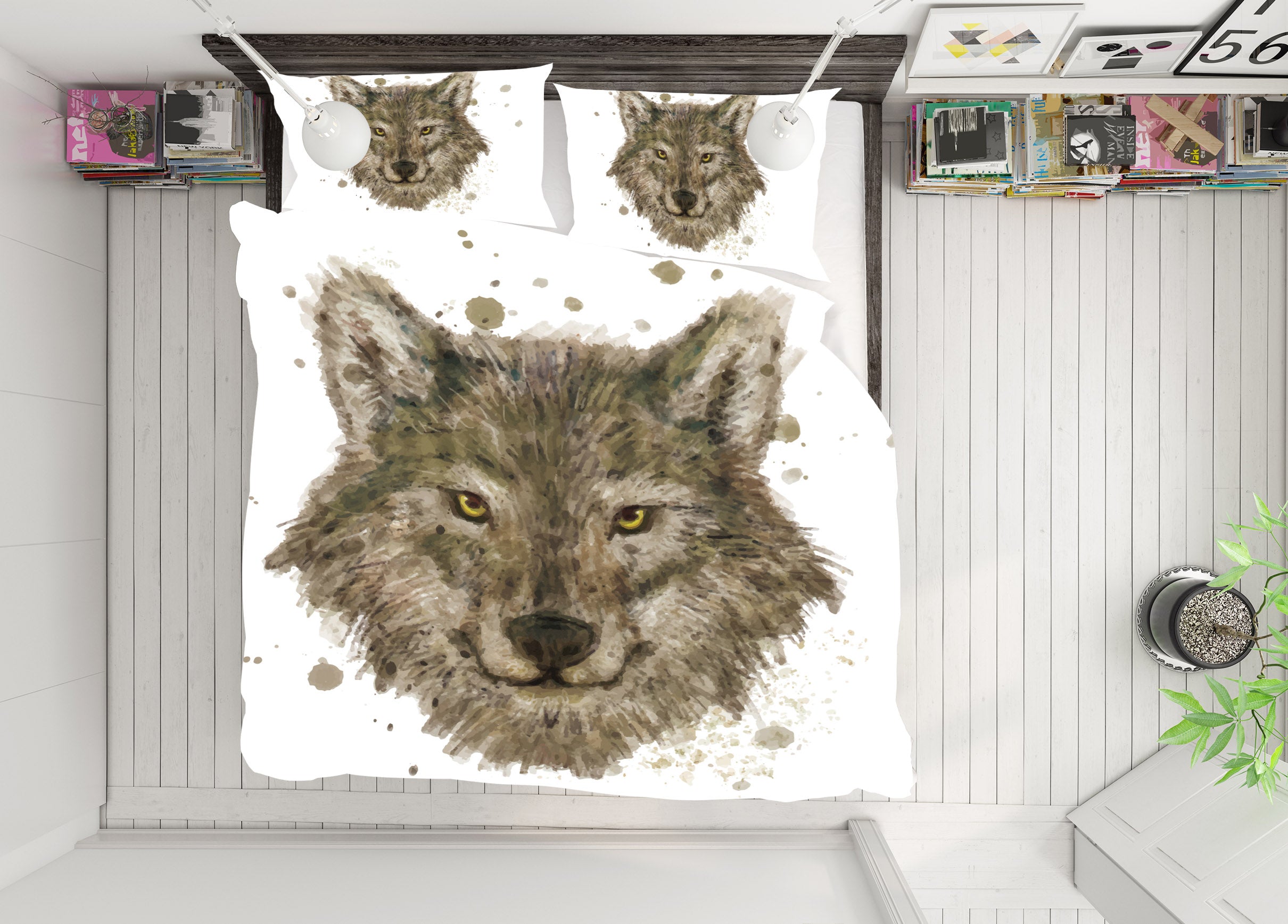 3D Wolf 59046 Bed Pillowcases Quilt