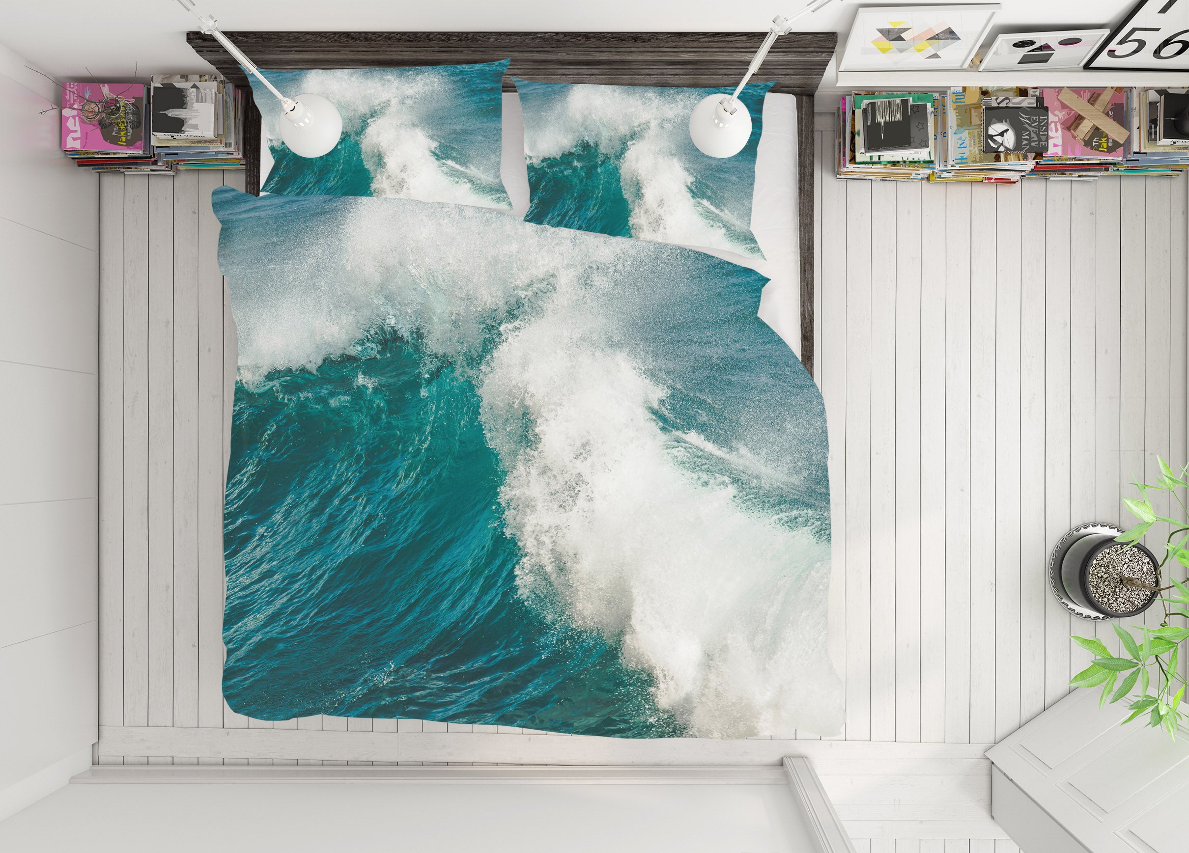 3D Waves 61122 Bed Pillowcases Quilt