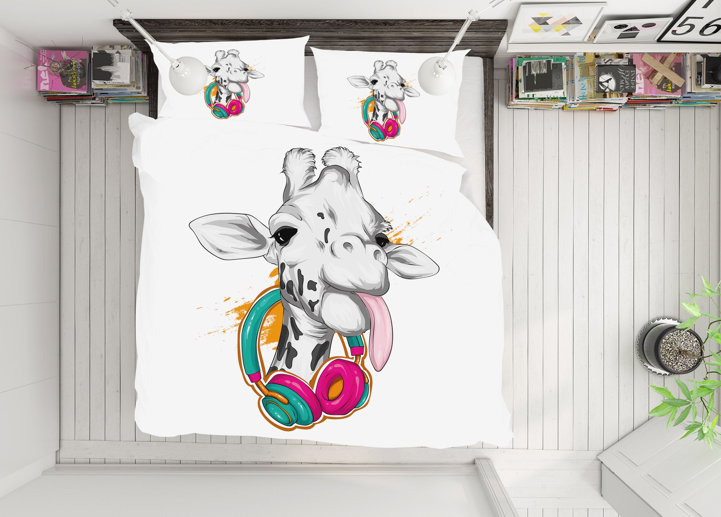 3D Giraffe Headset 63203 Bed Pillowcases Quilt
