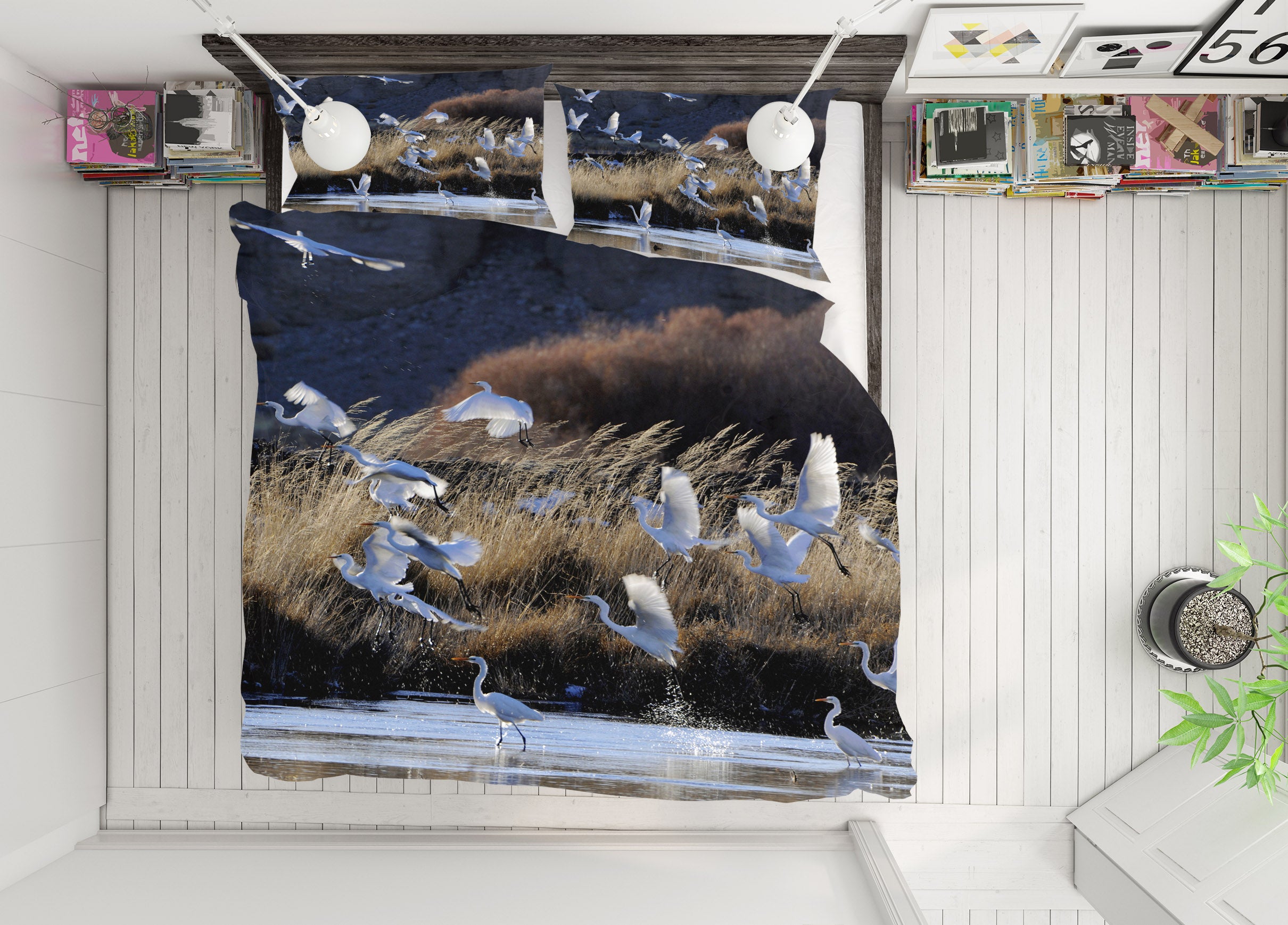 3D Seagull Reed 21027 Bed Pillowcases Quilt