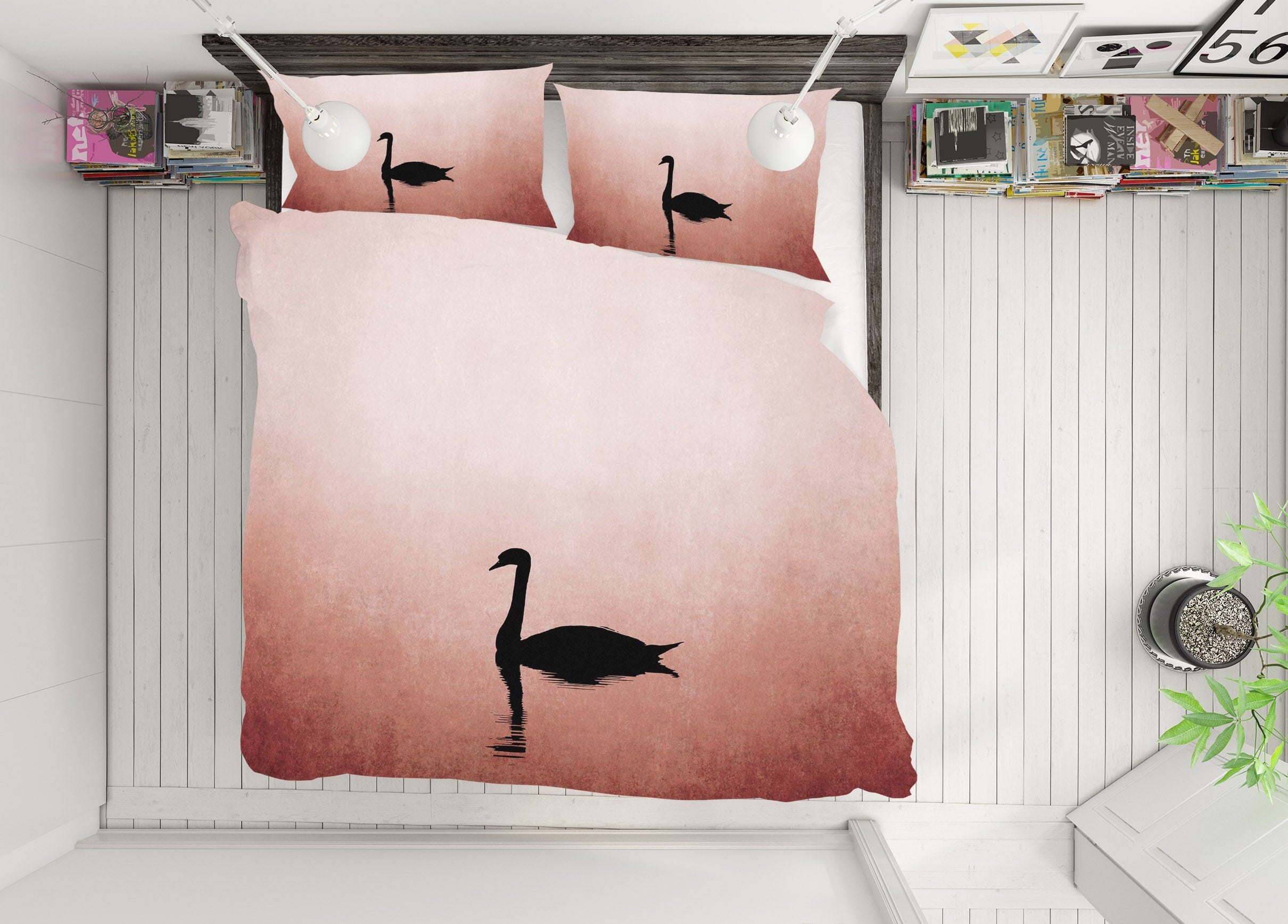 3D Swan Lake 2116 Boris Draschoff Bedding Bed Pillowcases Quilt Quiet Covers AJ Creativity Home 