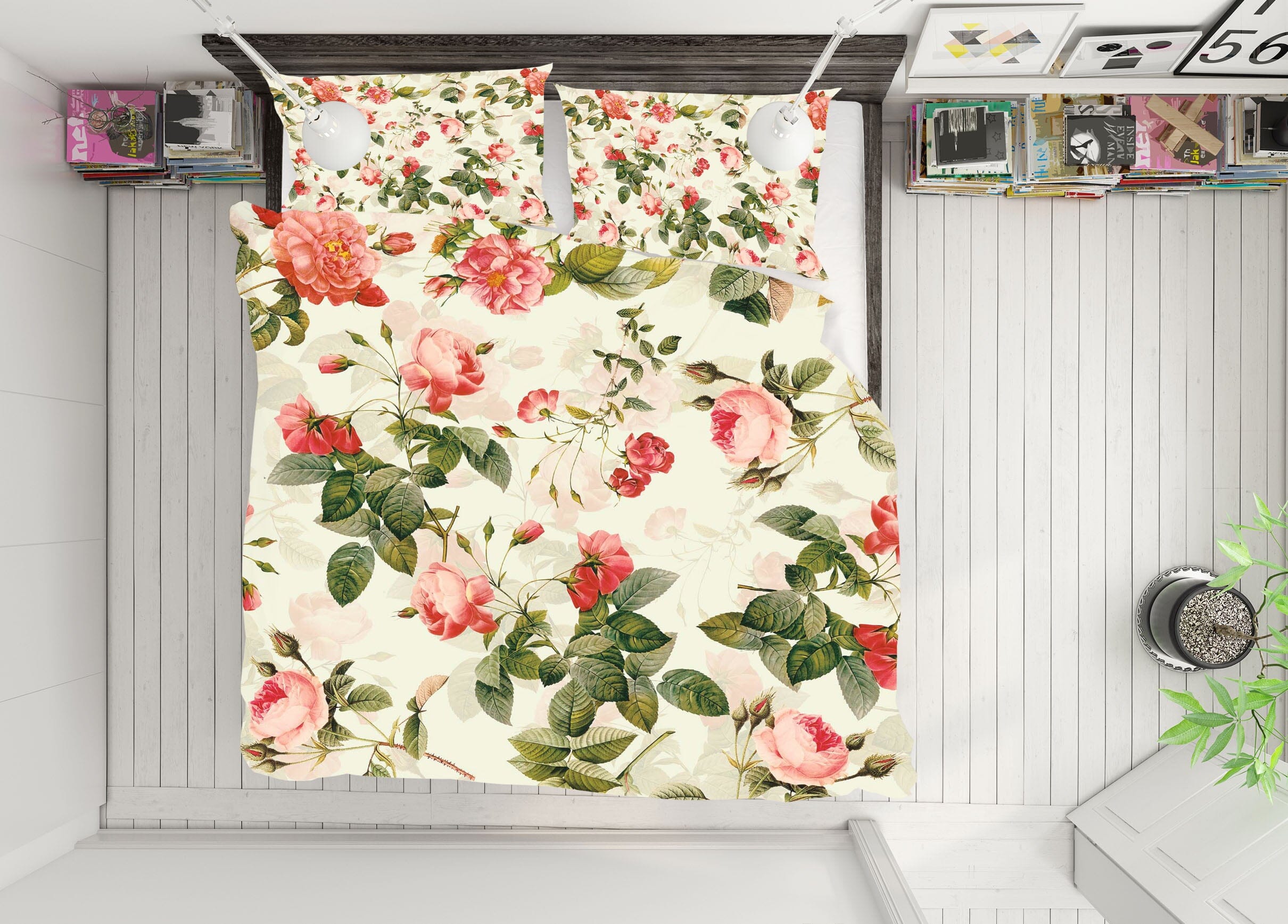 3D Red Peony Flower 129 Uta Naumann Bedding Bed Pillowcases Quilt Quiet Covers AJ Creativity Home 