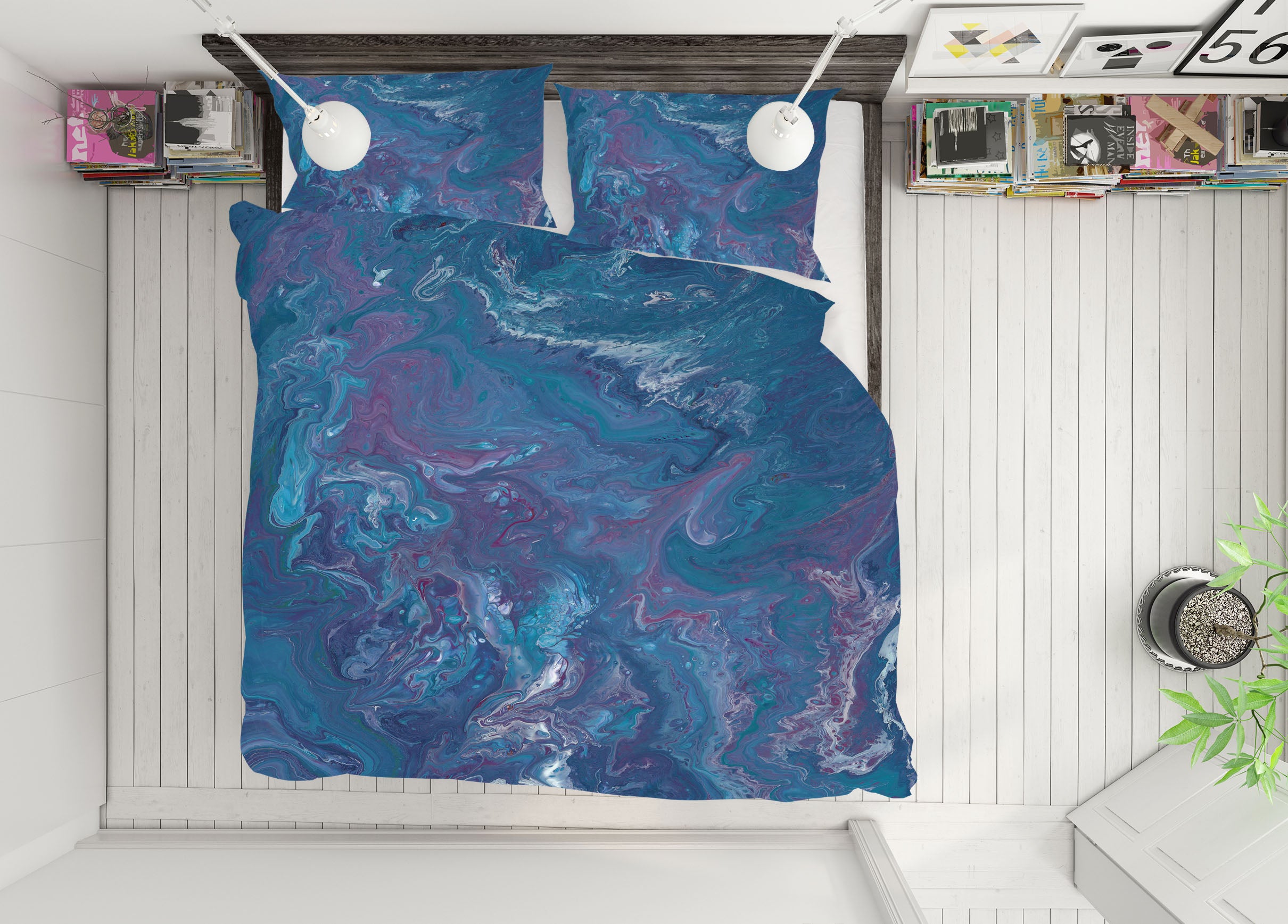 3D Dark Blue Texture 16041 Bed Pillowcases Quilt