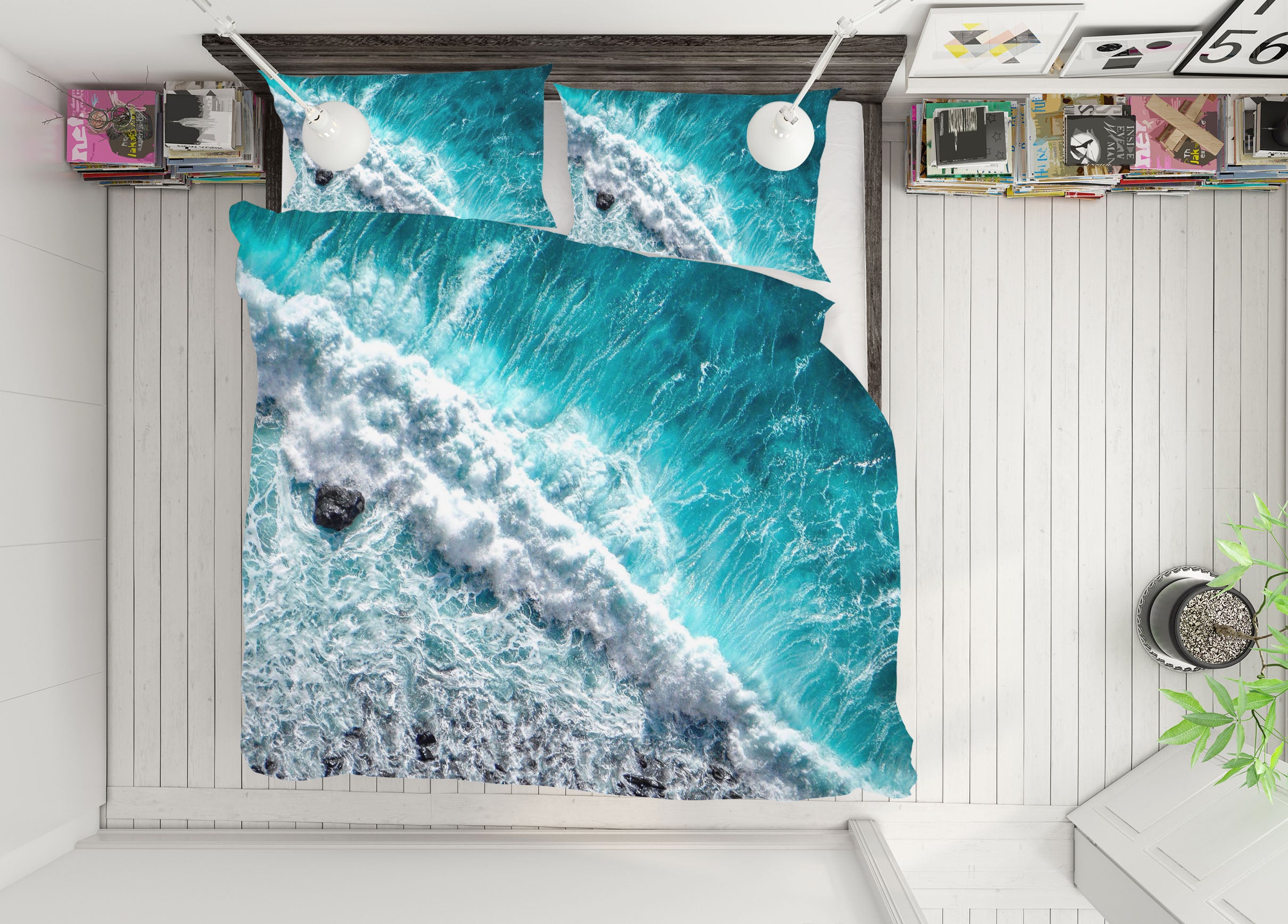 3D Sea Tide 15194 Bed Pillowcases Quilt
