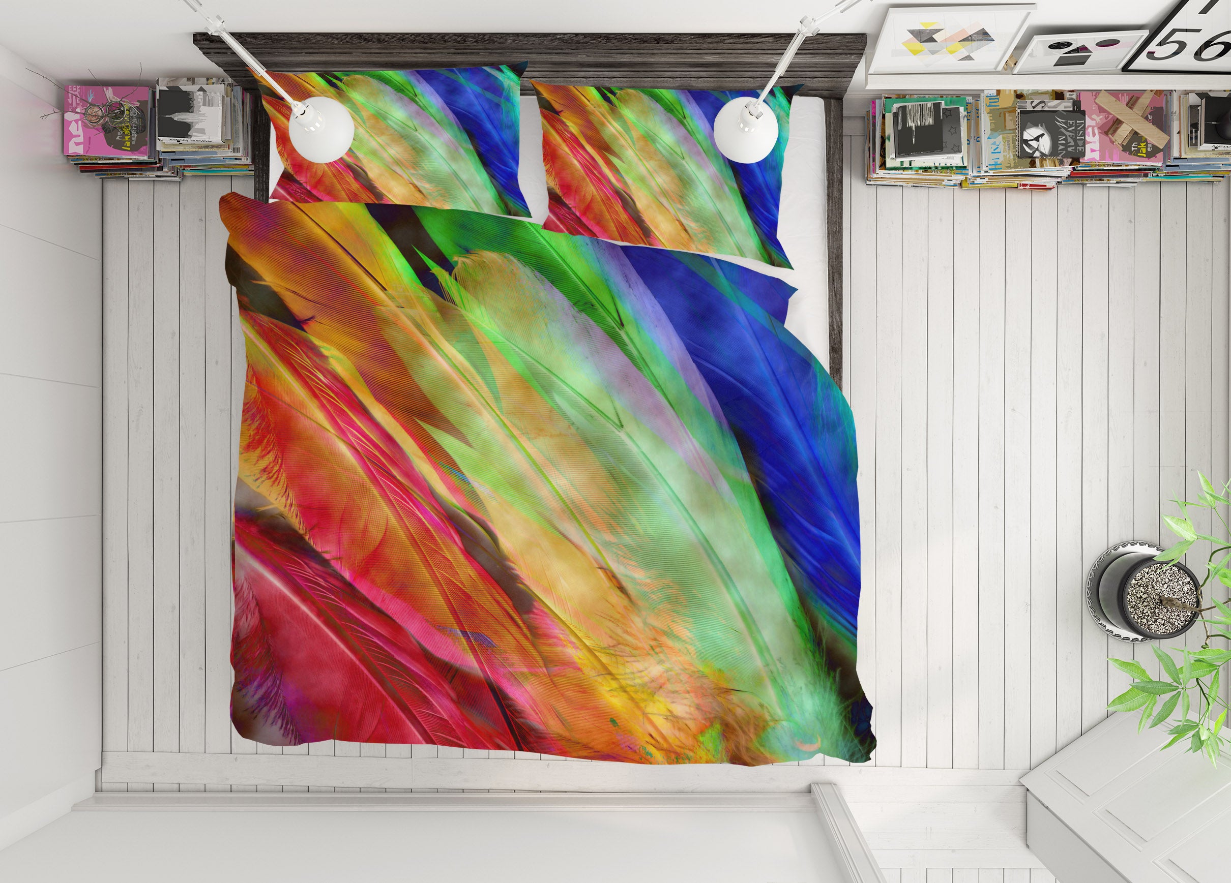 3D Colored Feathers 70010 Shandra Smith Bedding Bed Pillowcases Quilt