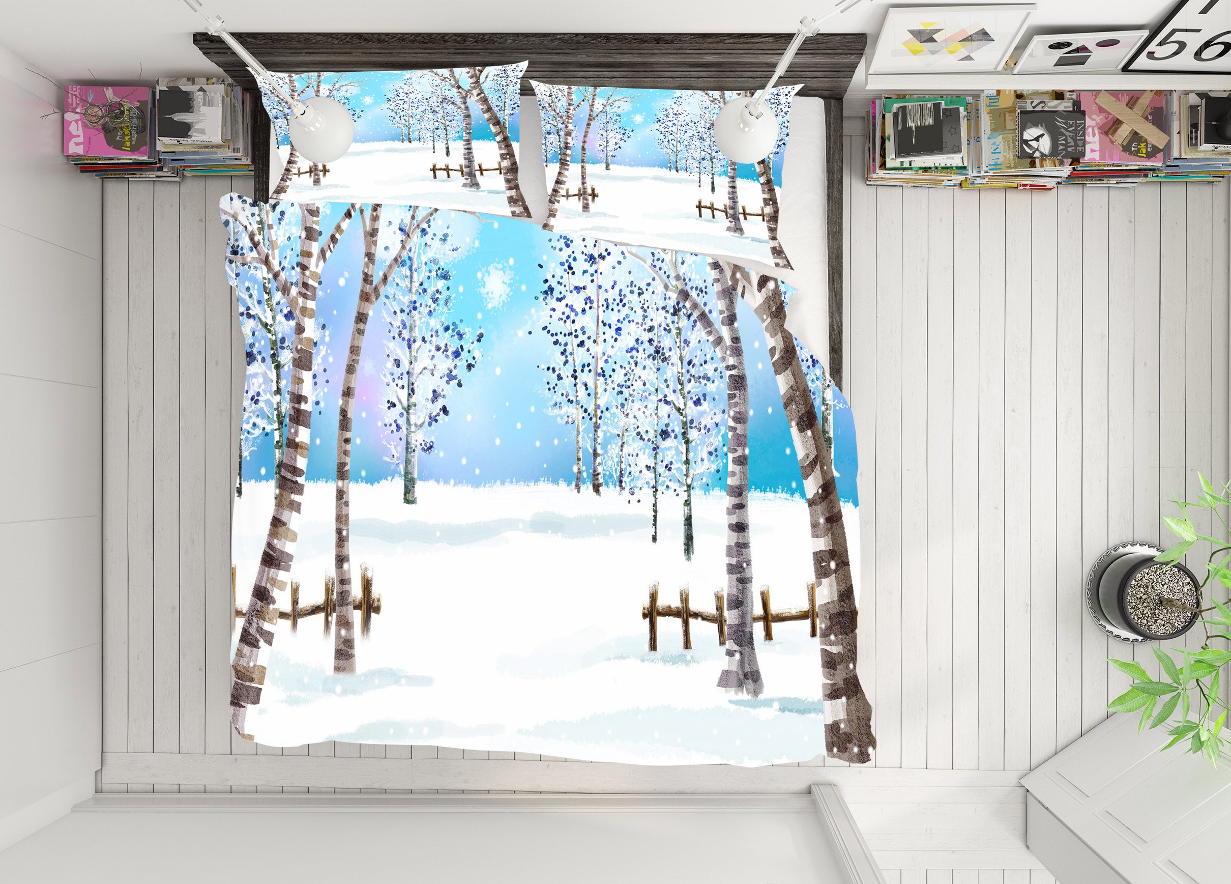 3D Snowfield Tree 59084 Bed Pillowcases Quilt