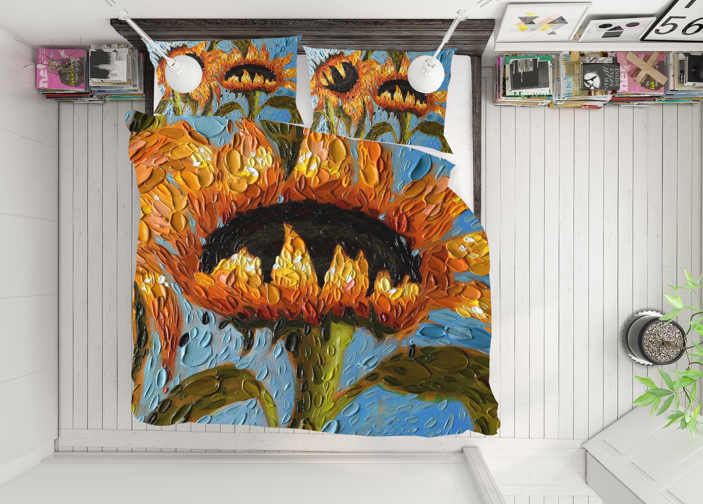 3D Serenity Sunflowers 2118 Dena Tollefson bedding Bed Pillowcases Quilt Quiet Covers AJ Creativity Home 