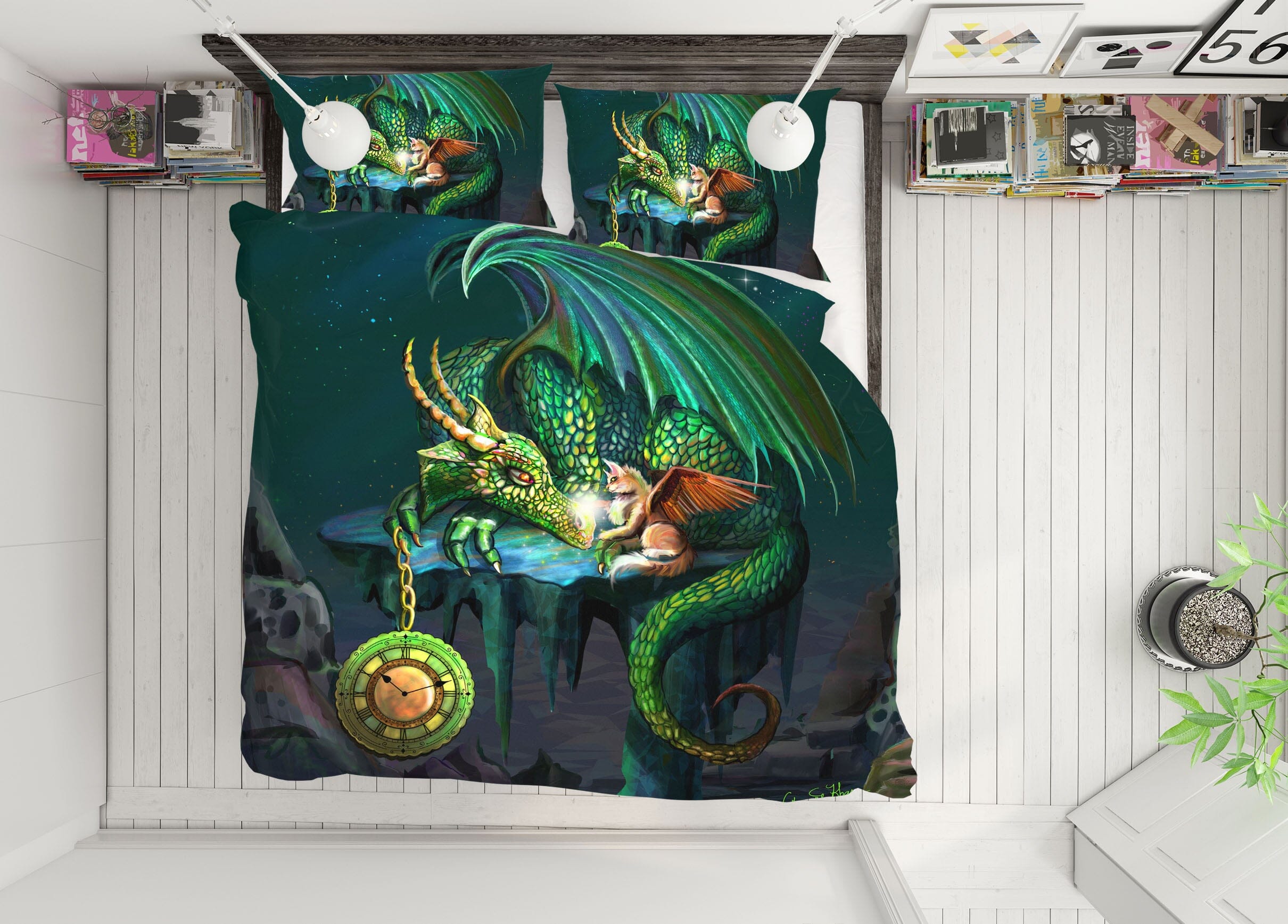 3D Flying Dragon 126 Rose Catherine Khan Bedding Bed Pillowcases Quilt Quiet Covers AJ Creativity Home 