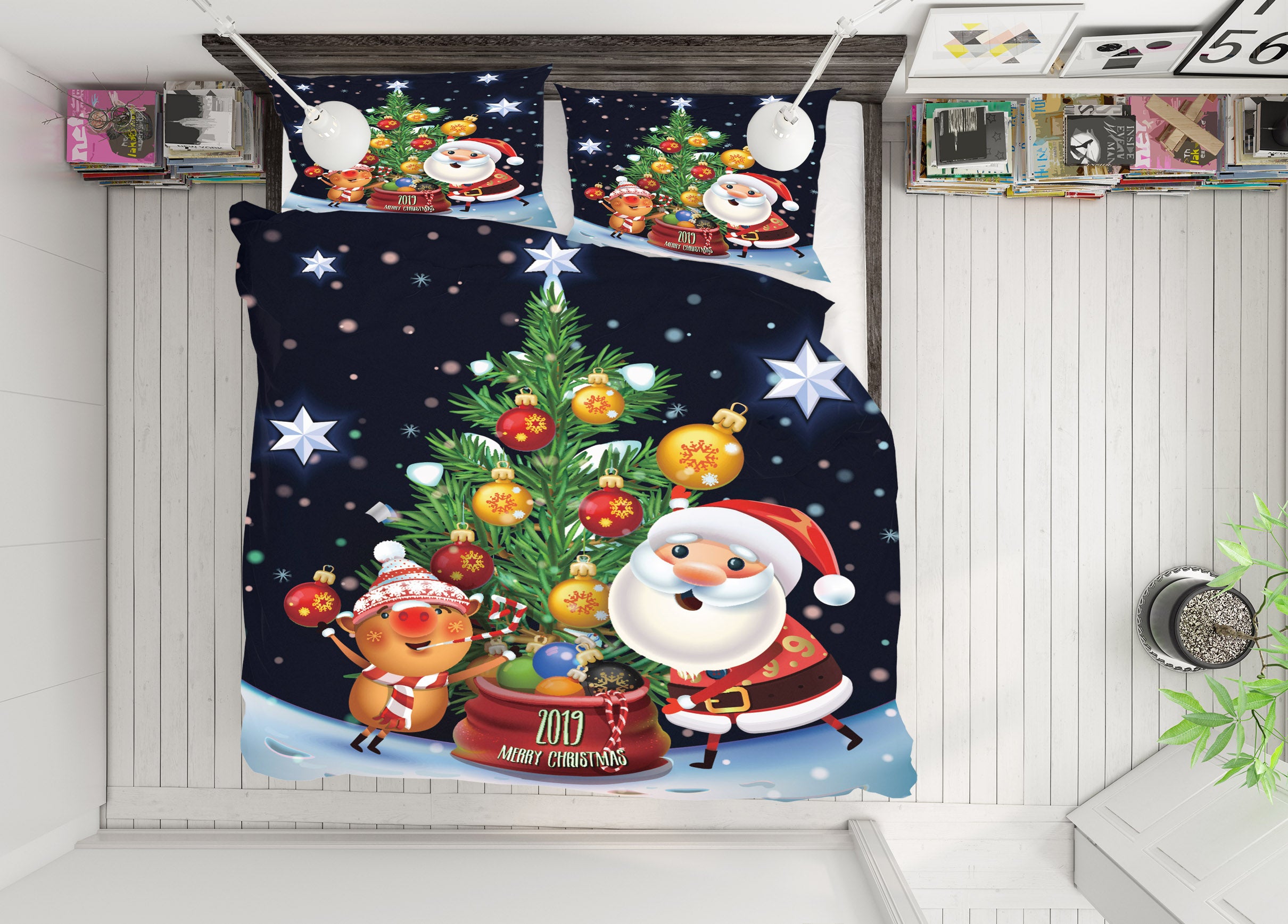 3D Santa Claus Tree Deer 51129 Christmas Quilt Duvet Cover Xmas Bed Pillowcases