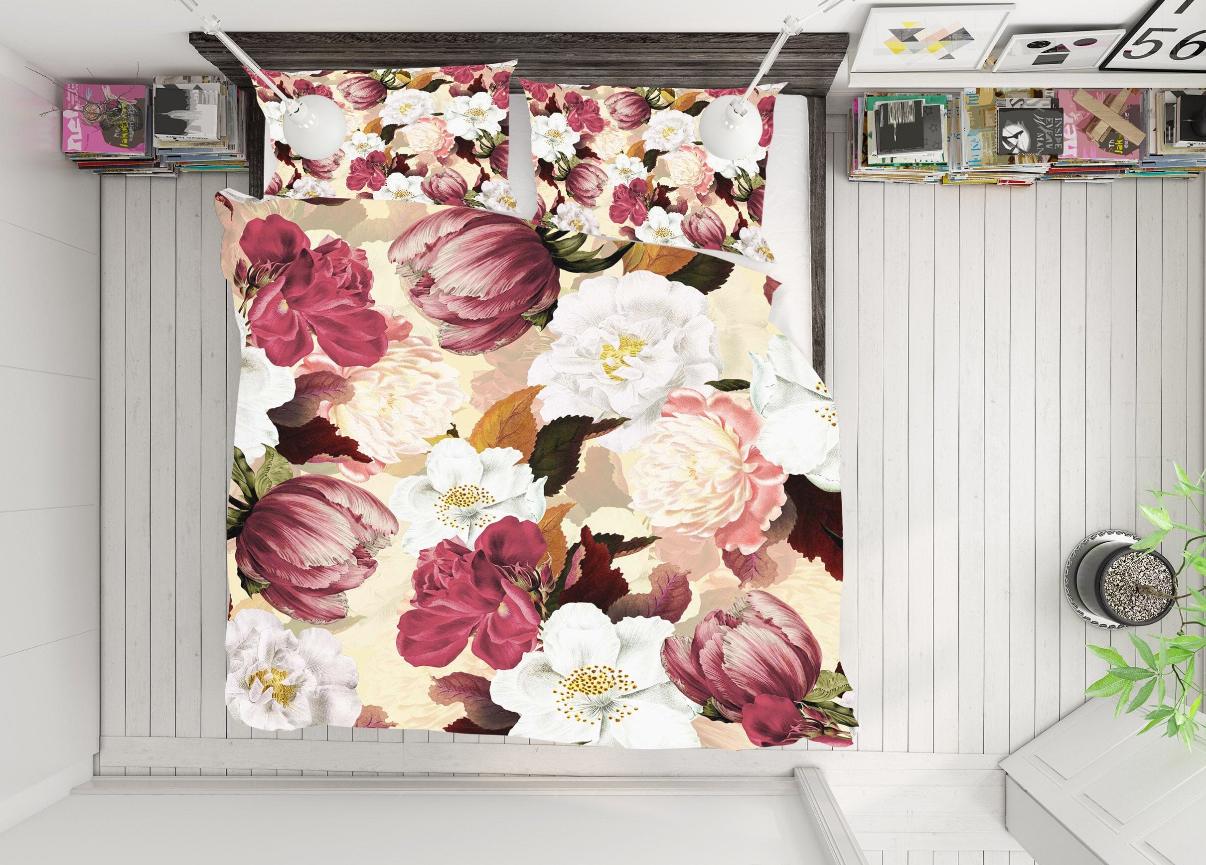 3D Peony Flower 168 Uta Naumann Bedding Bed Pillowcases Quilt Quiet Covers AJ Creativity Home 
