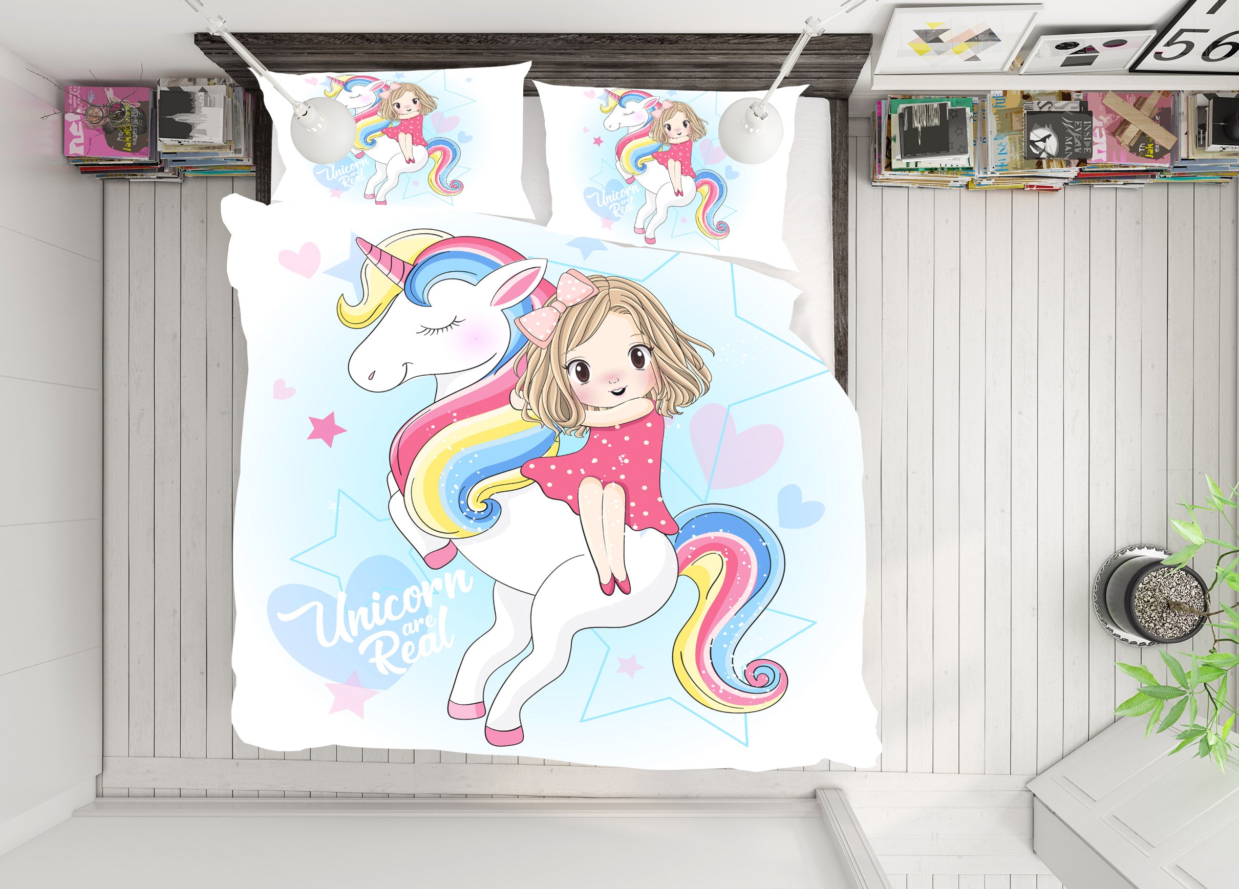 3D Unicorn Girl 58216 Bed Pillowcases Quilt