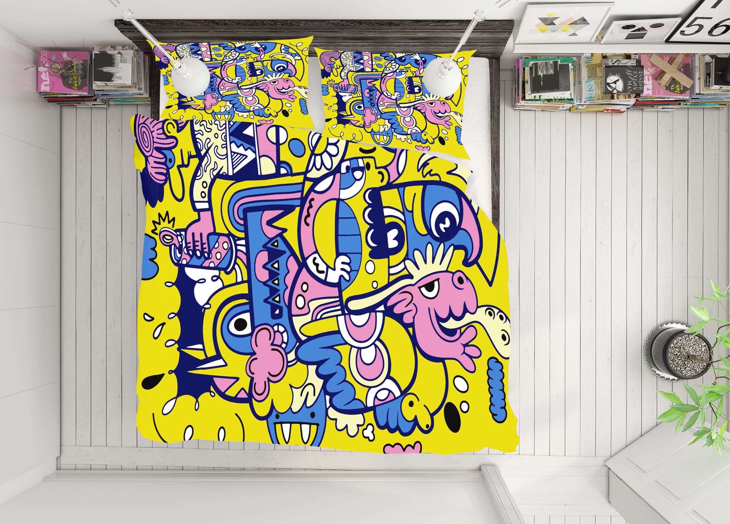 3D Cartoon Little Monster Pattern 60027 Bed Pillowcases Quilt