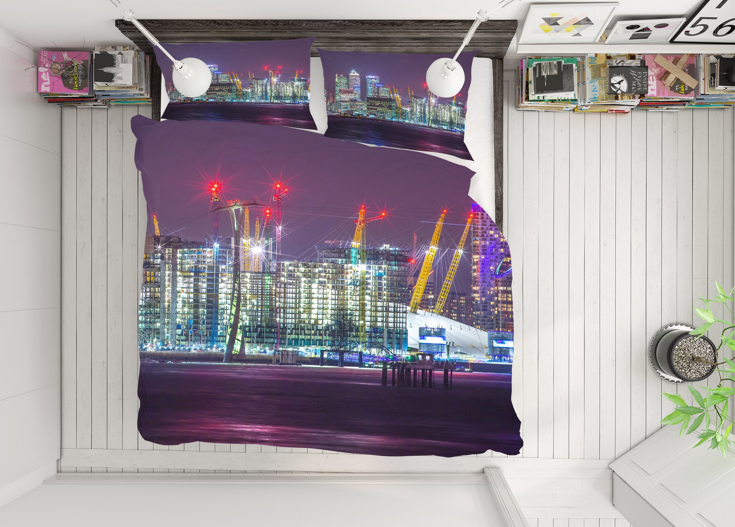 3D High-Rise Night Colored Lights 85135 Assaf Frank Bedding Bed Pillowcases Quilt