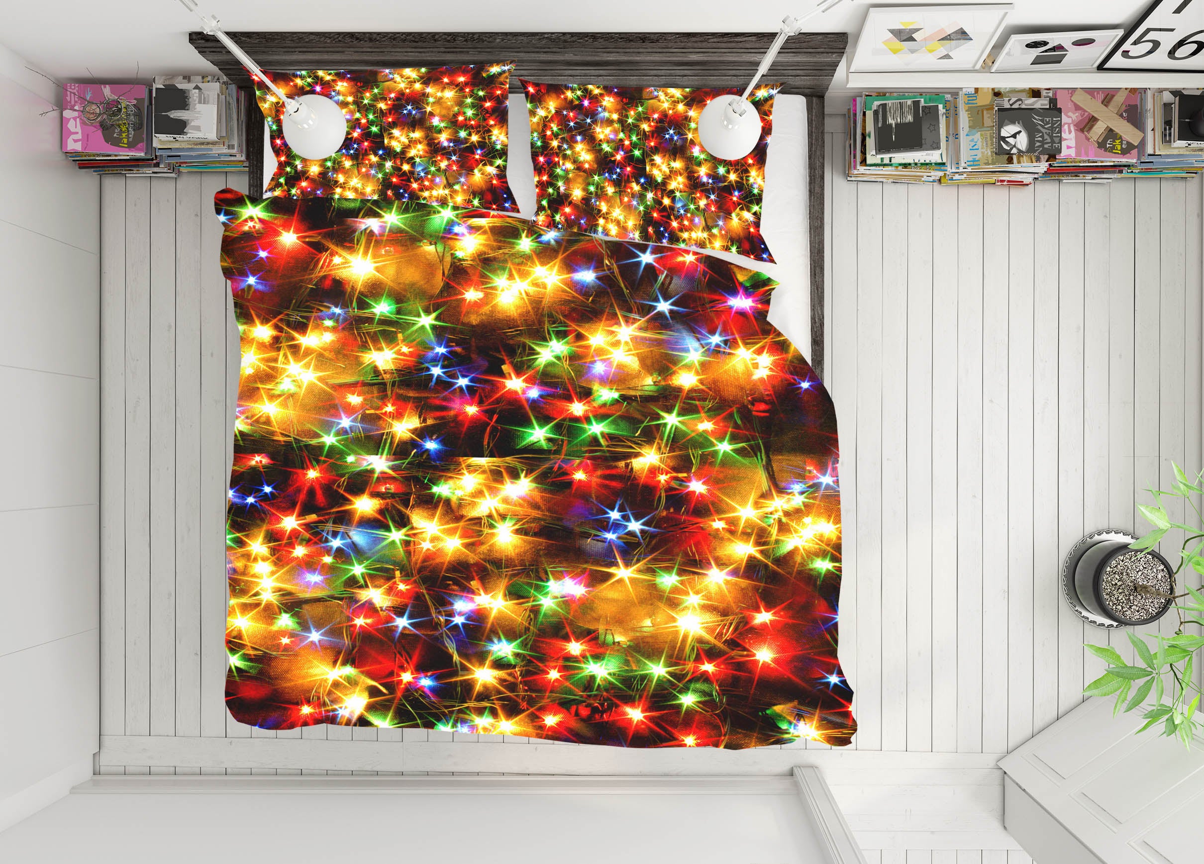 3D Colorful Starlight 51074 Christmas Quilt Duvet Cover Xmas Bed Pillowcases