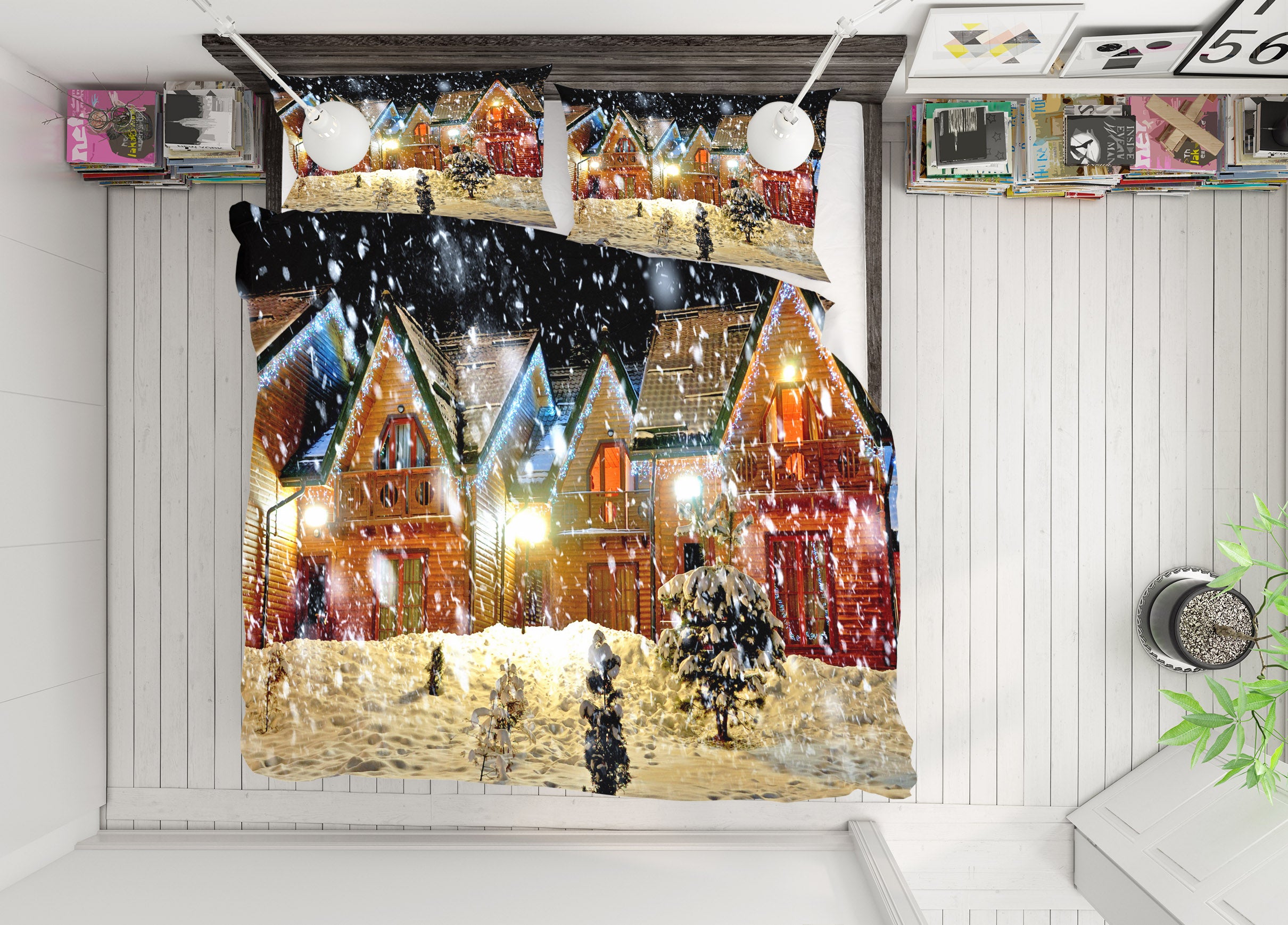 3D Snow House 51070 Christmas Quilt Duvet Cover Xmas Bed Pillowcases