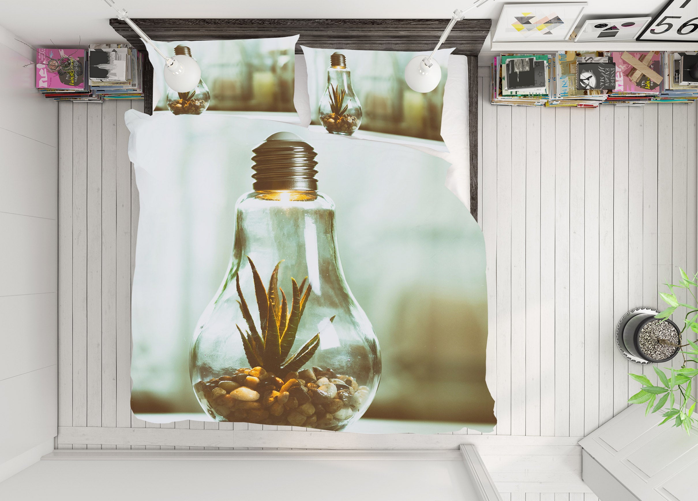 3D Light Bulb 19139 Bed Pillowcases Quilt