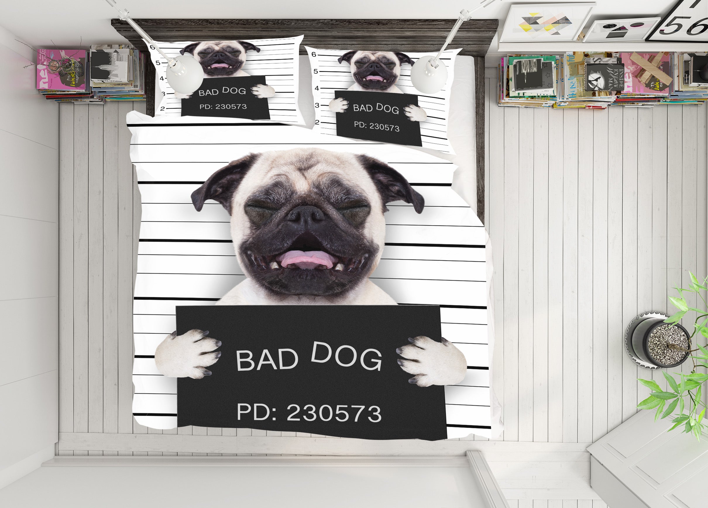 3D Pug Dog 15056 Bed Pillowcases Quilt