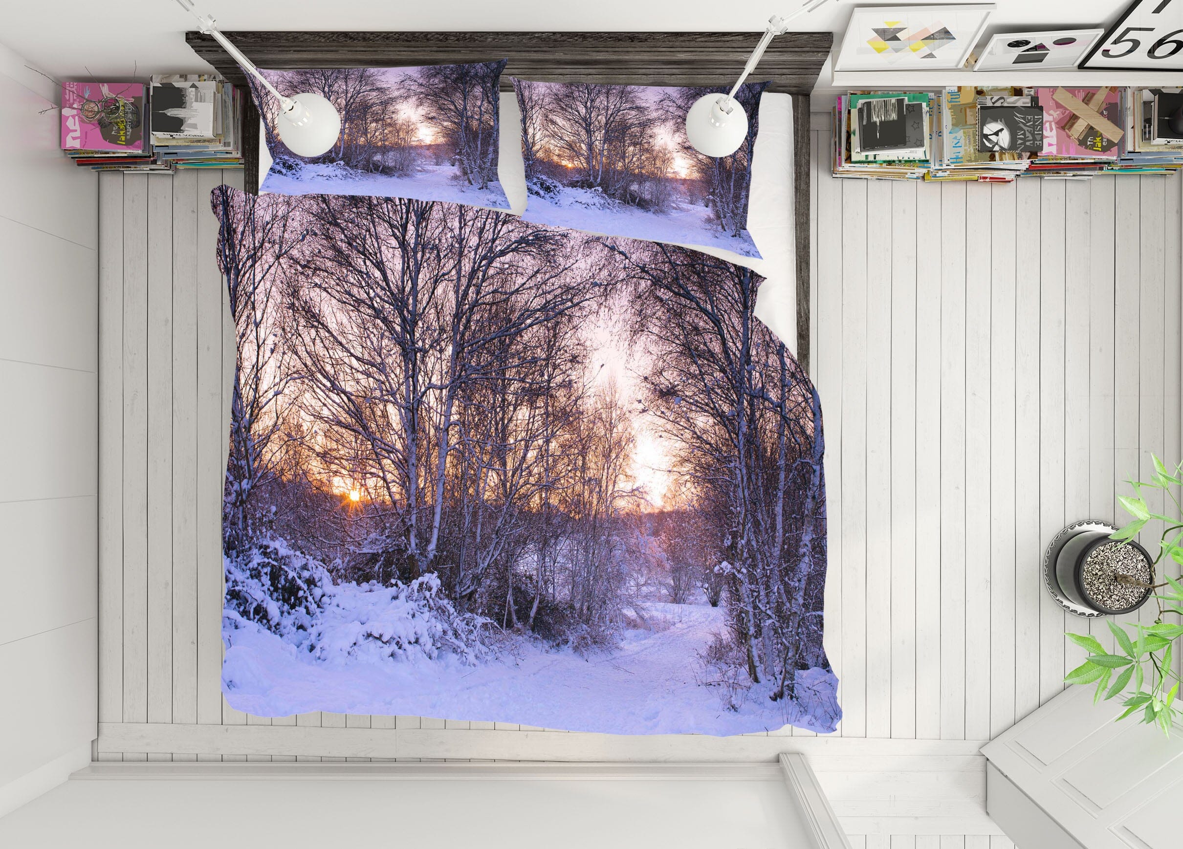 3D Snow Forest 2002 Assaf Frank Bedding Bed Pillowcases Quilt Quiet Covers AJ Creativity Home 
