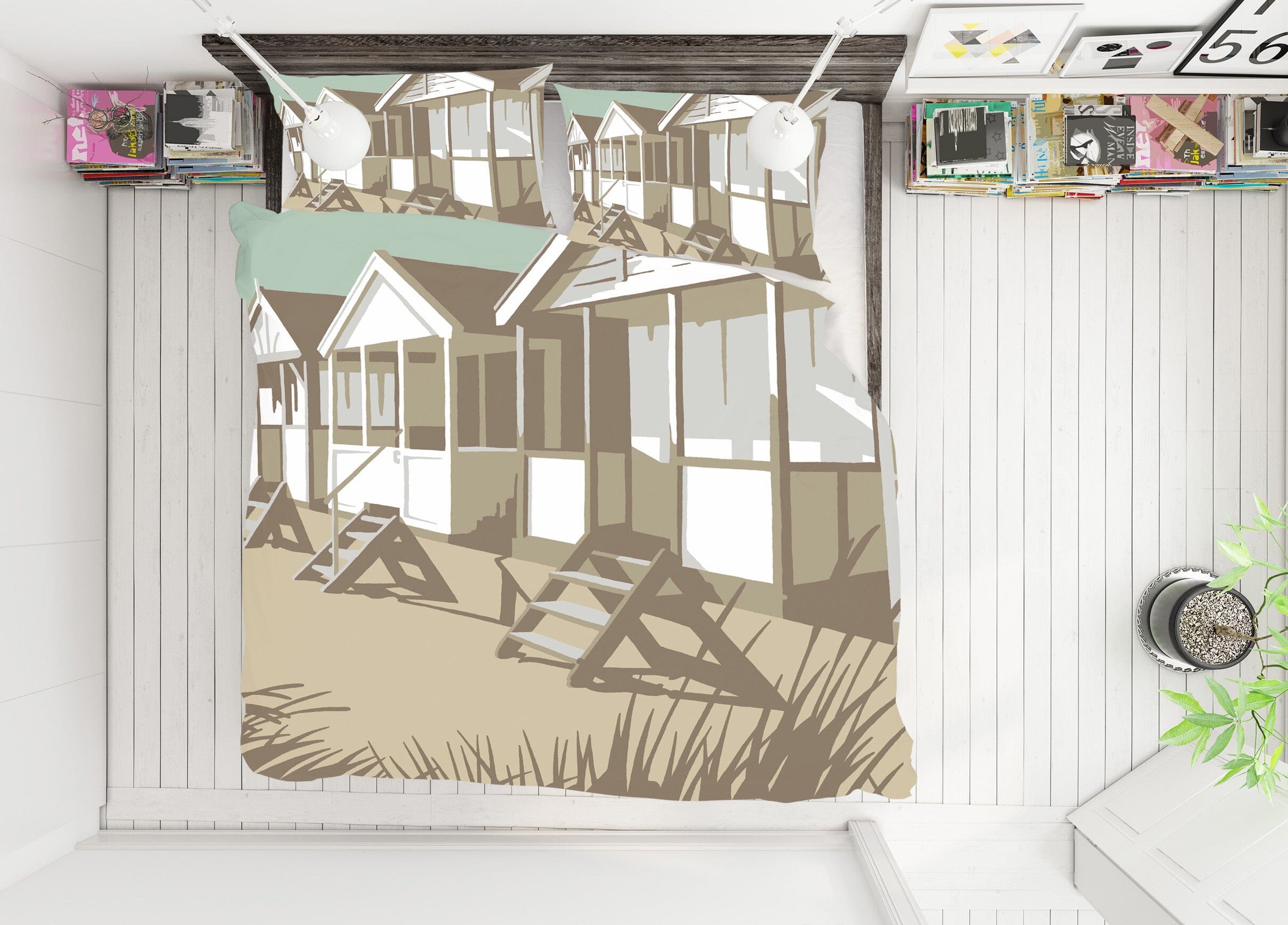 3D Southwold Huts 2062 Steve Read Bedding Bed Pillowcases Quilt Quiet Covers AJ Creativity Home 