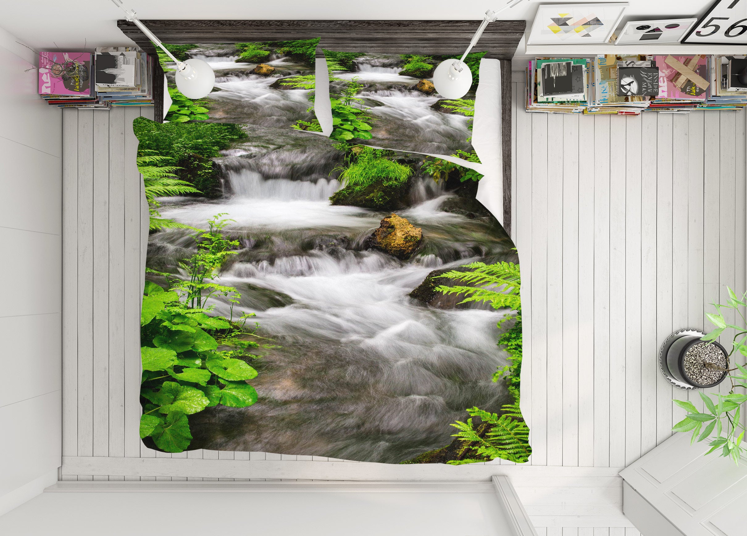 3D Stream Water 16105 Bed Pillowcases Quilt