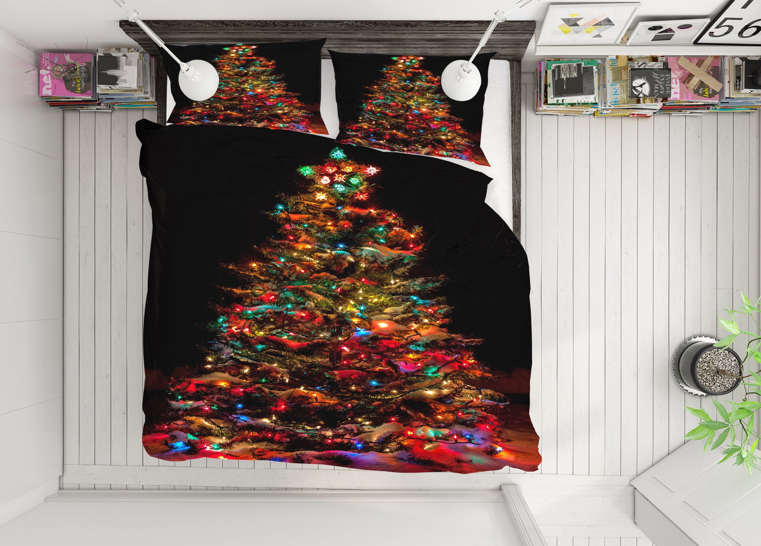 3D Colored Light Tree 51082 Christmas Quilt Duvet Cover Xmas Bed Pillowcases