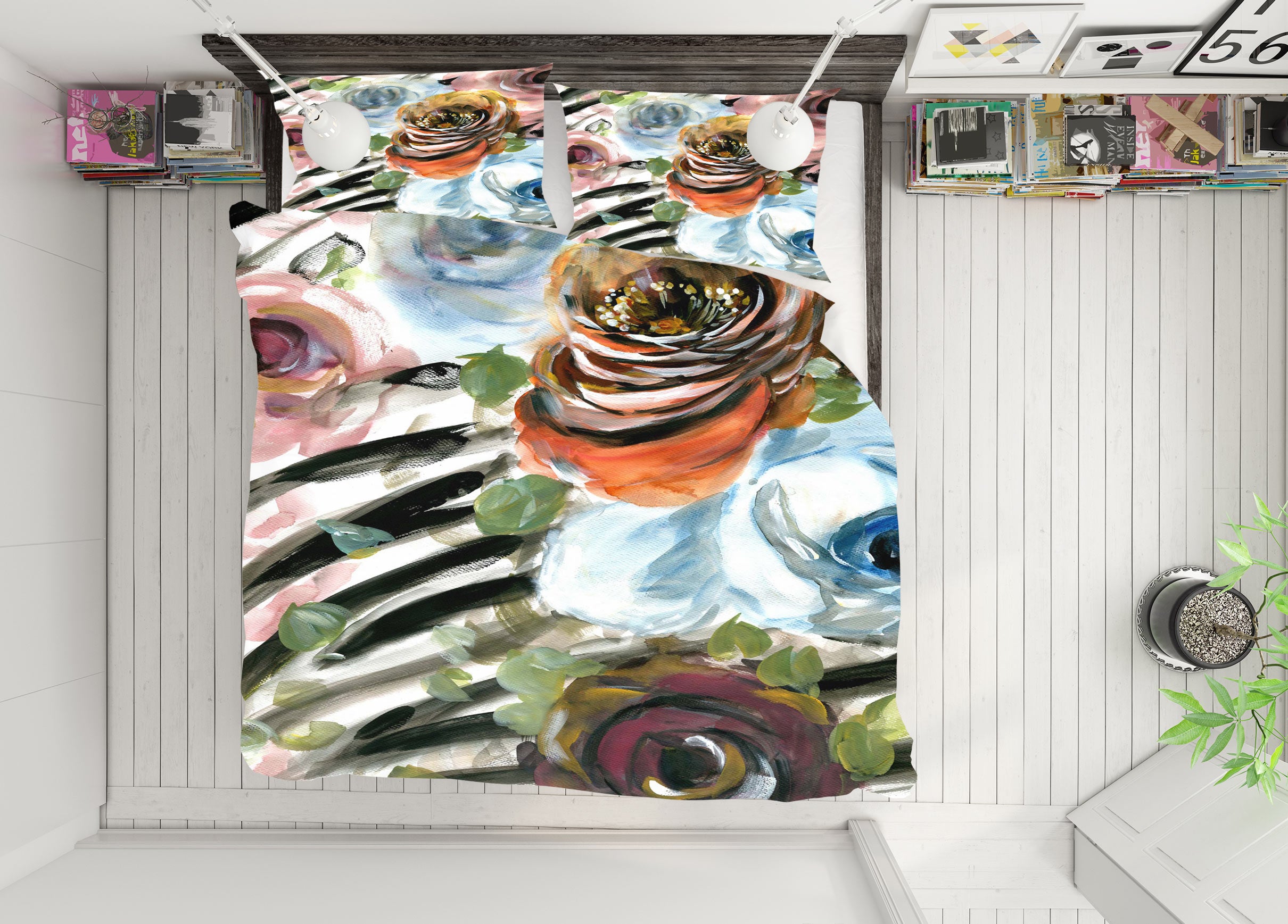 3D Flower Pattern 16098 Bed Pillowcases Quilt