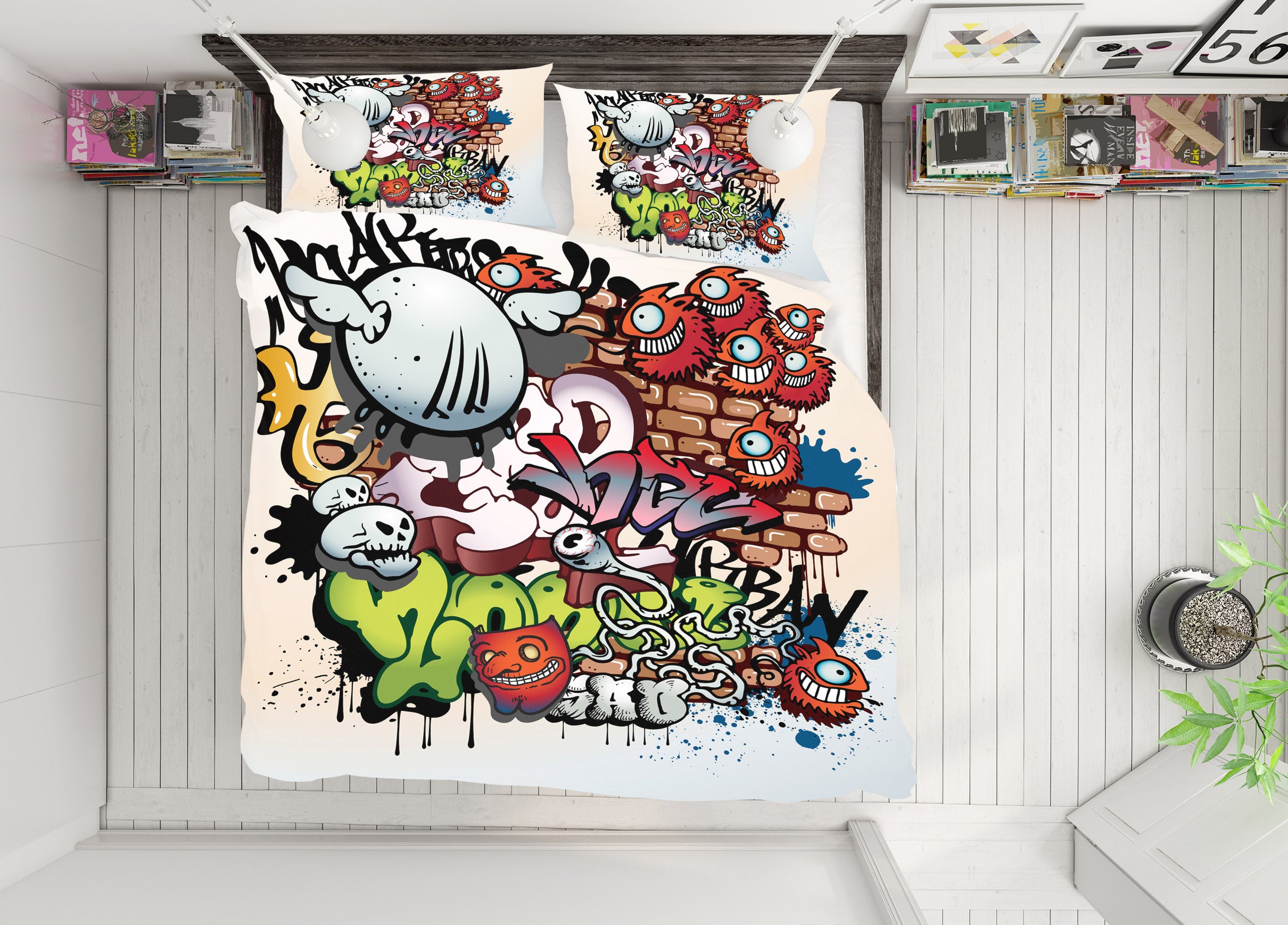 3D Graffiti Font Pattern 59054 Bed Pillowcases Quilt