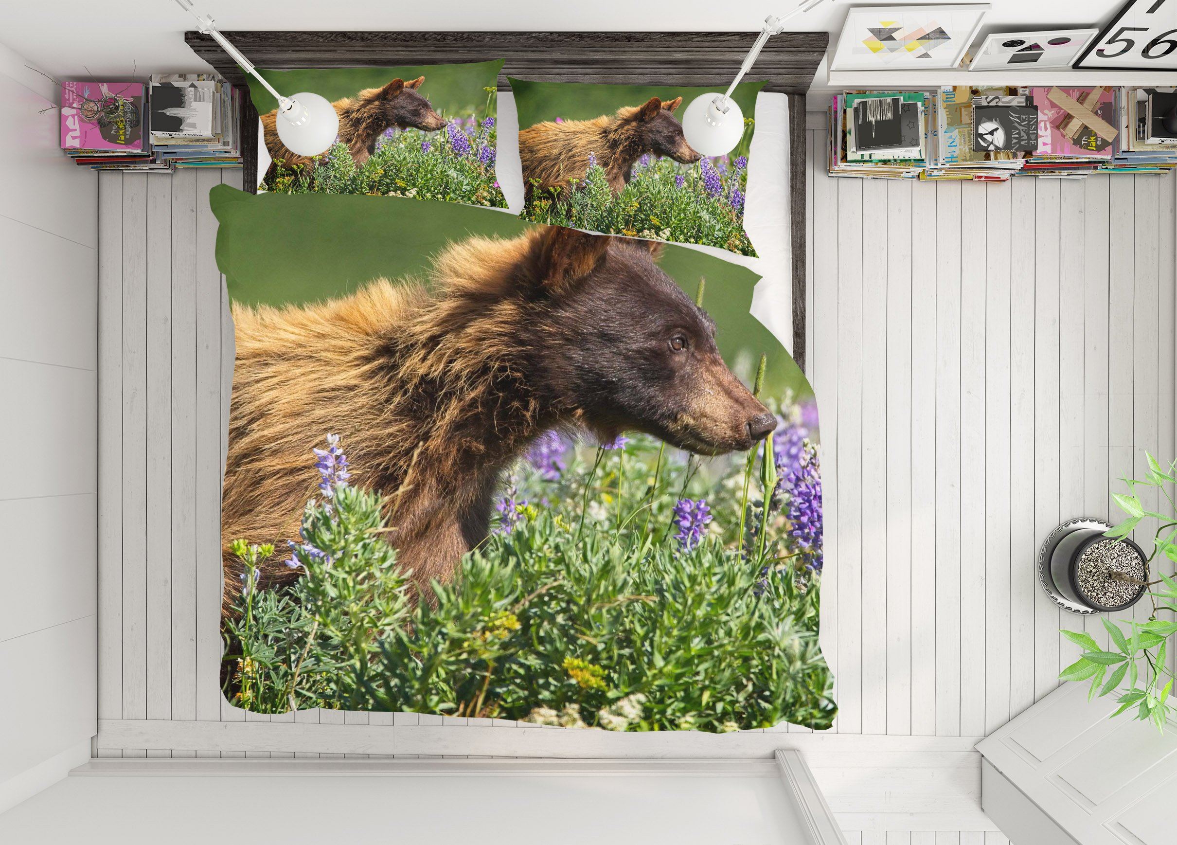 3D Bear Cub 2103 Kathy Barefield Bedding Bed Pillowcases Quilt Quiet Covers AJ Creativity Home 