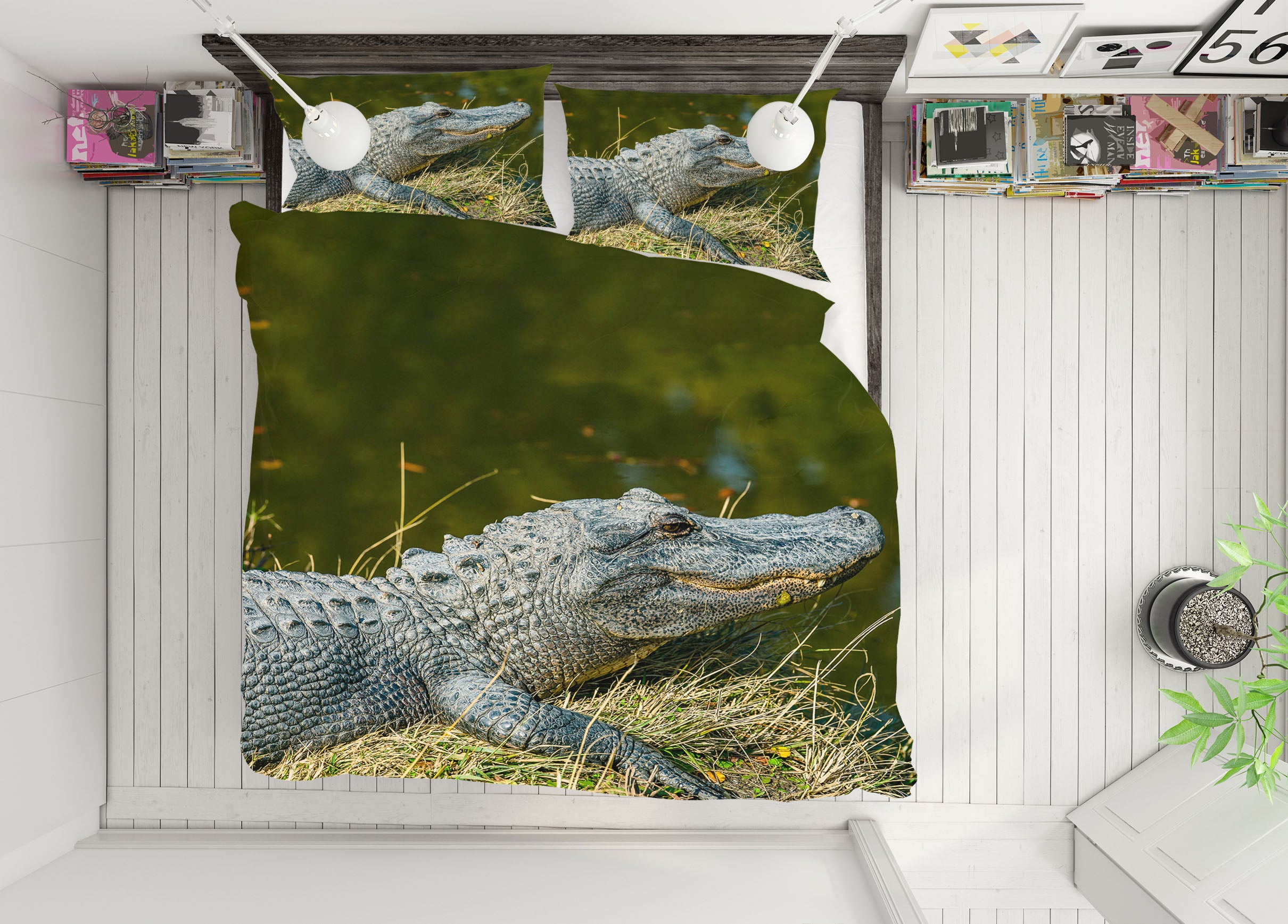 3D Crocodile 21041 Bed Pillowcases Quilt