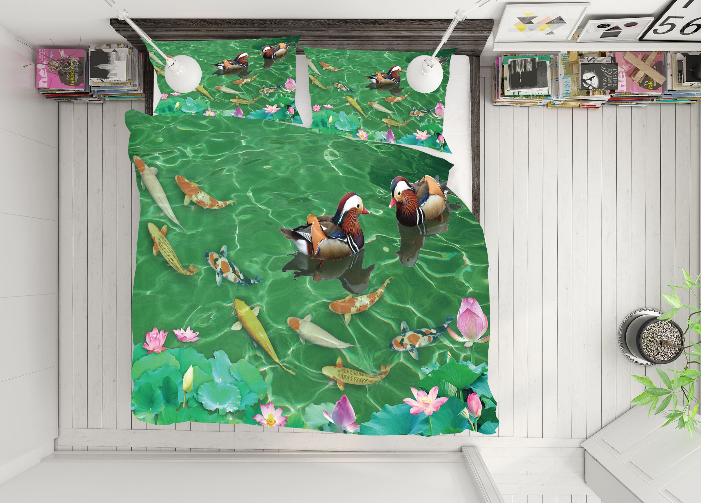 3D Mandarin Duck Fish 60198 Bed Pillowcases Quilt