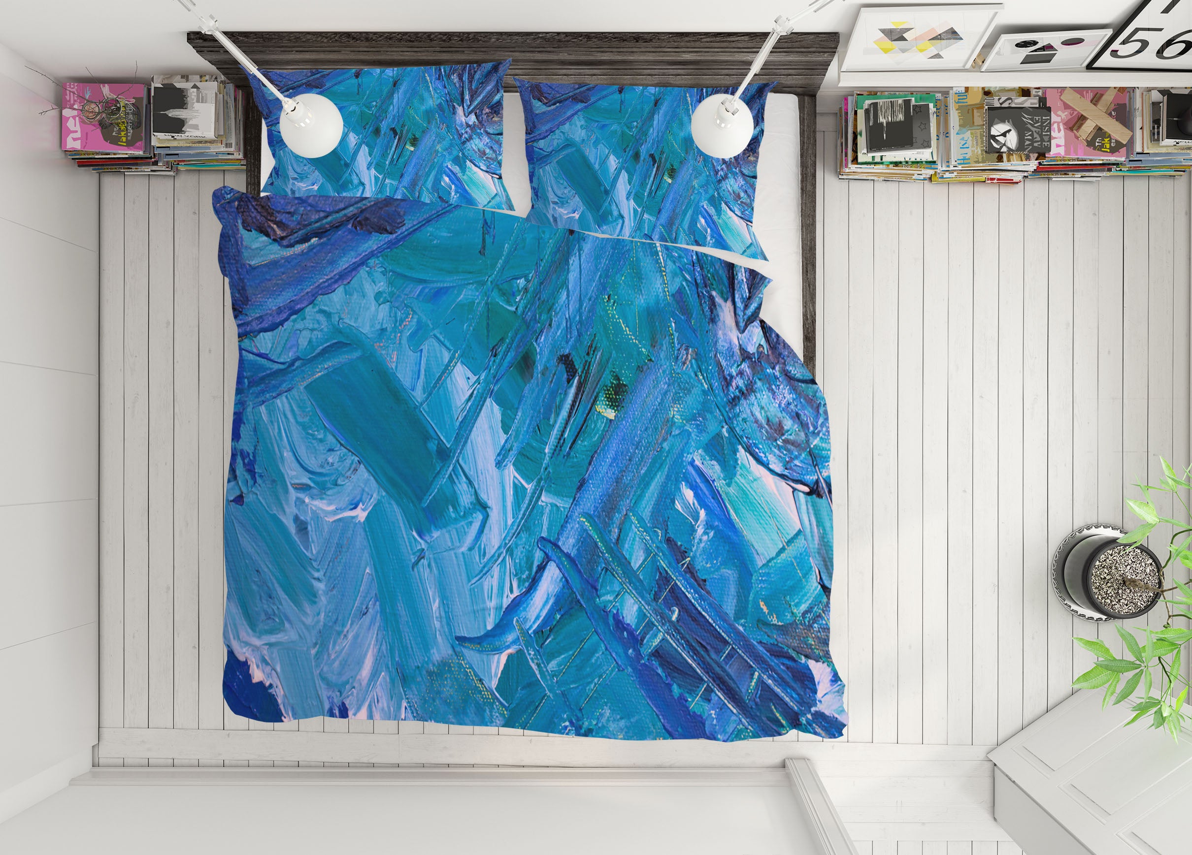 3D Blue Pattern 16045 Bed Pillowcases Quilt
