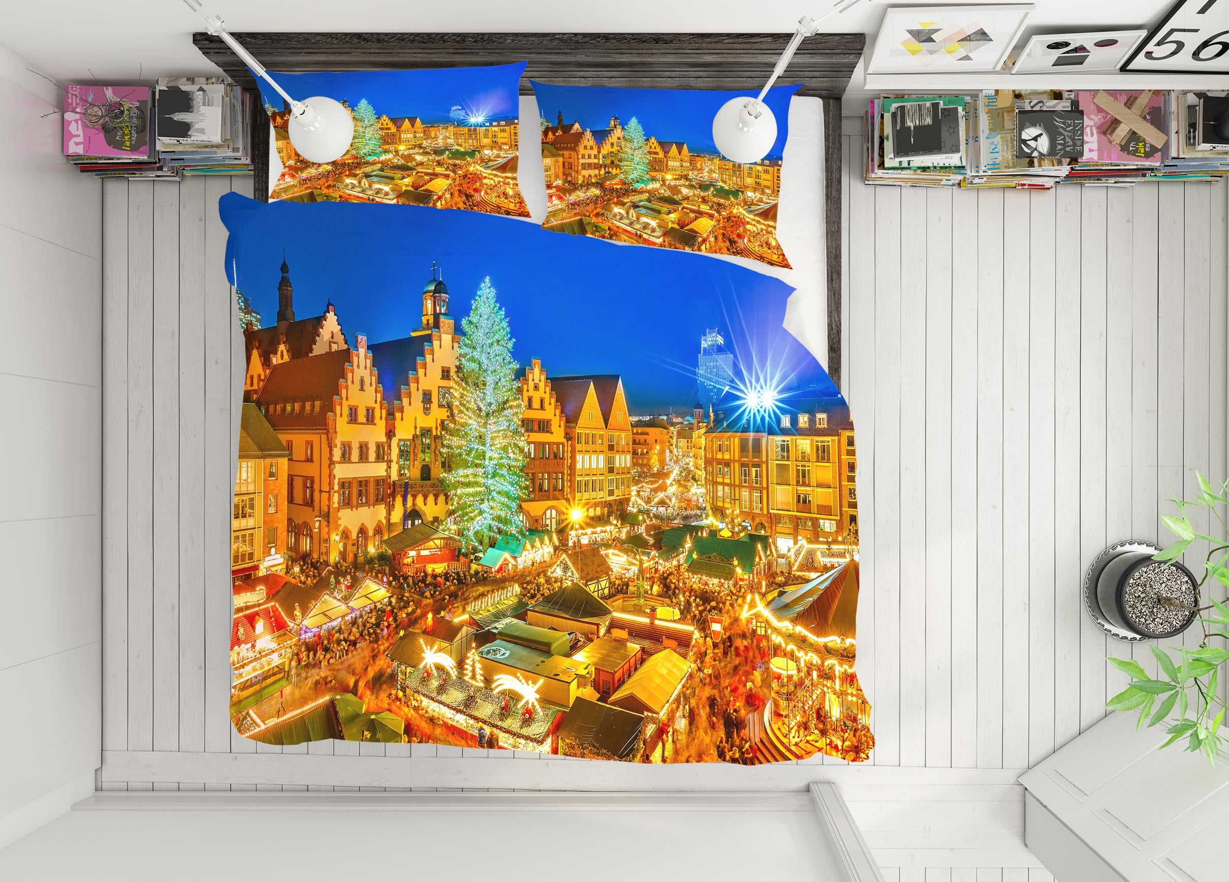 3D Golden House 50035 Christmas Quilt Duvet Cover Xmas Bed Pillowcases