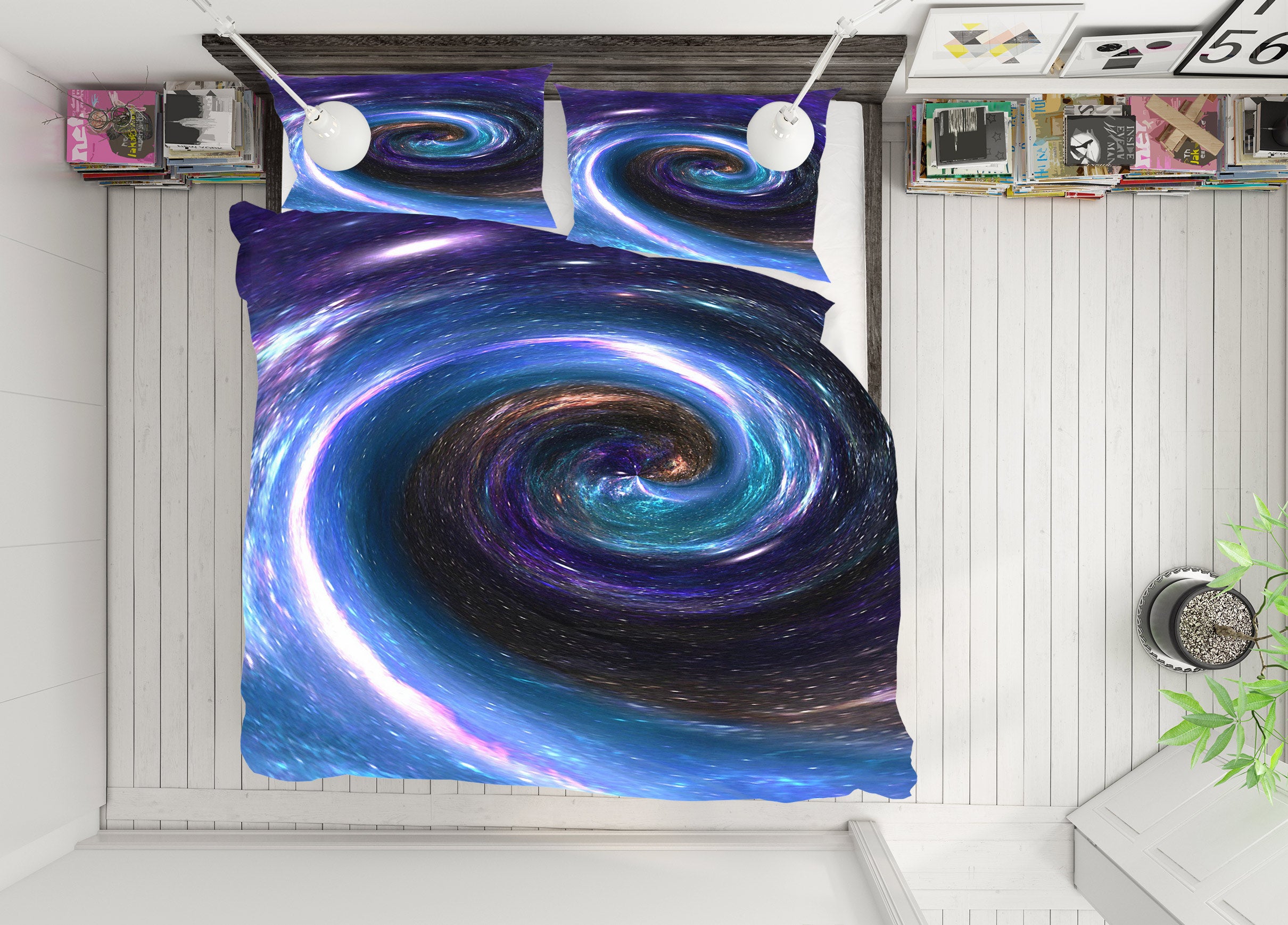 3D Blue Vortex 60005 Bed Pillowcases Quilt