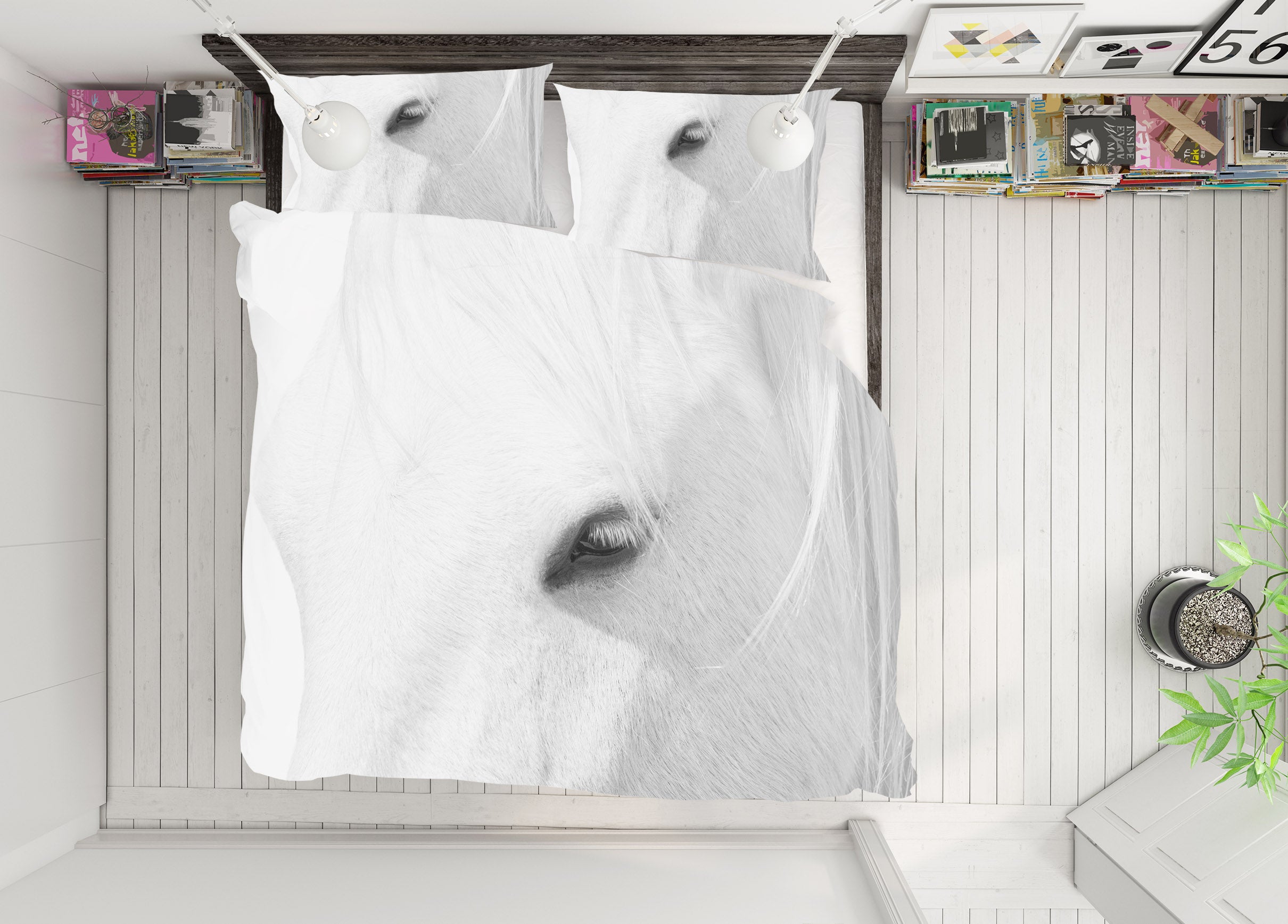 3D White Horse 168 Marco Carmassi Bedding Bed Pillowcases Quilt