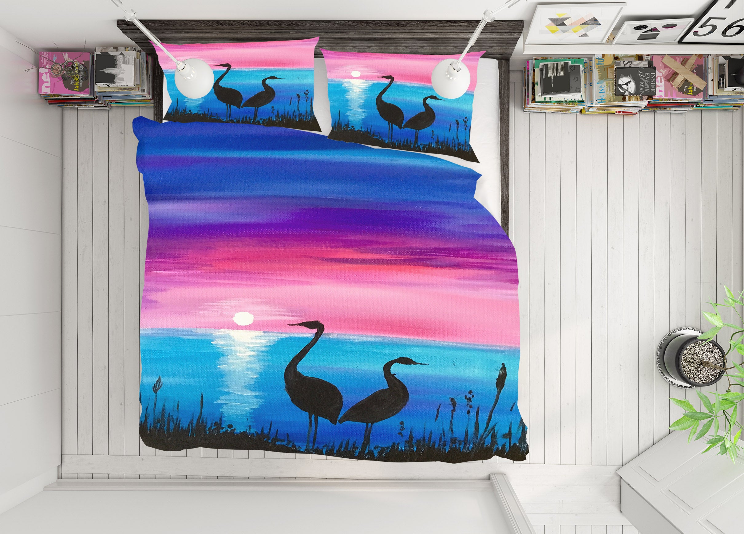3D Flamingo Shadow 12148 Bed Pillowcases Quilt
