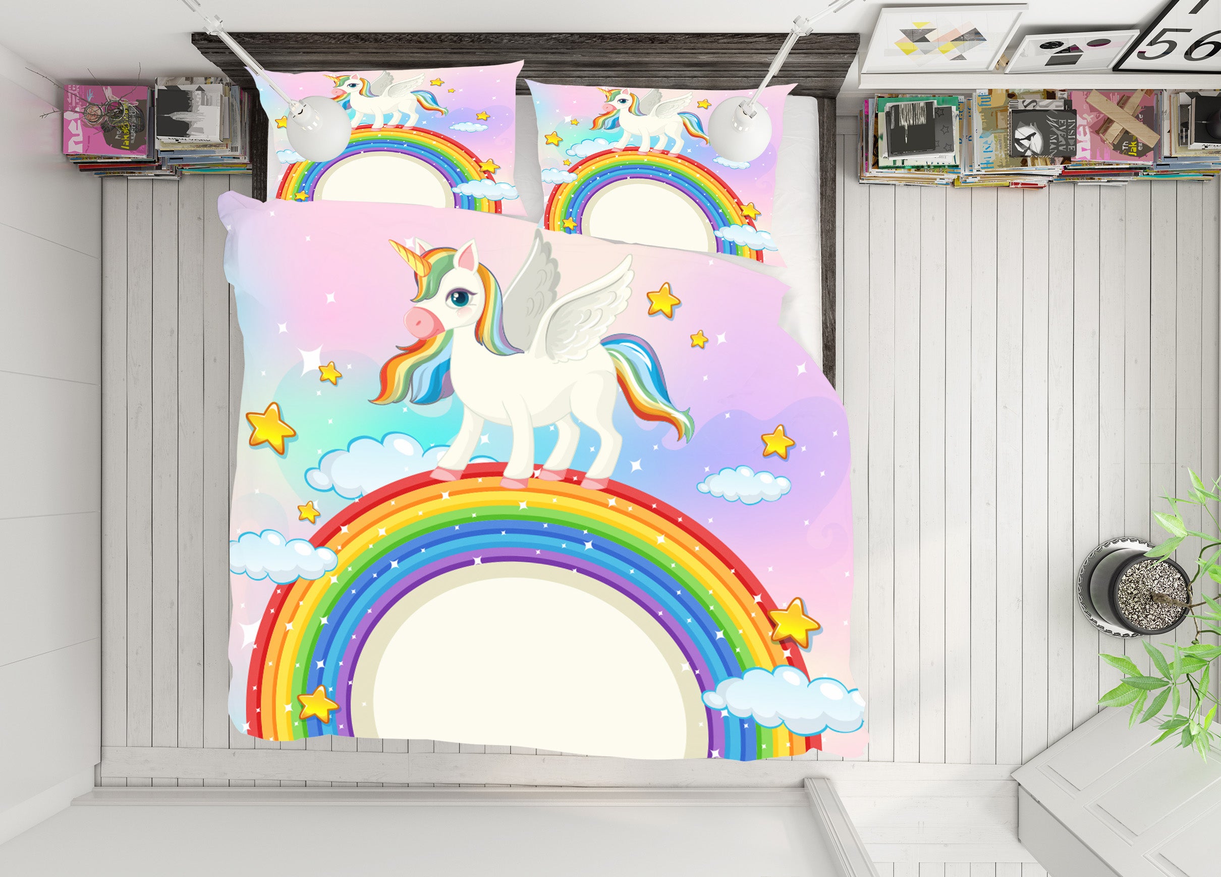 3D Unicorn Rainbow 61038 Bed Pillowcases Quilt