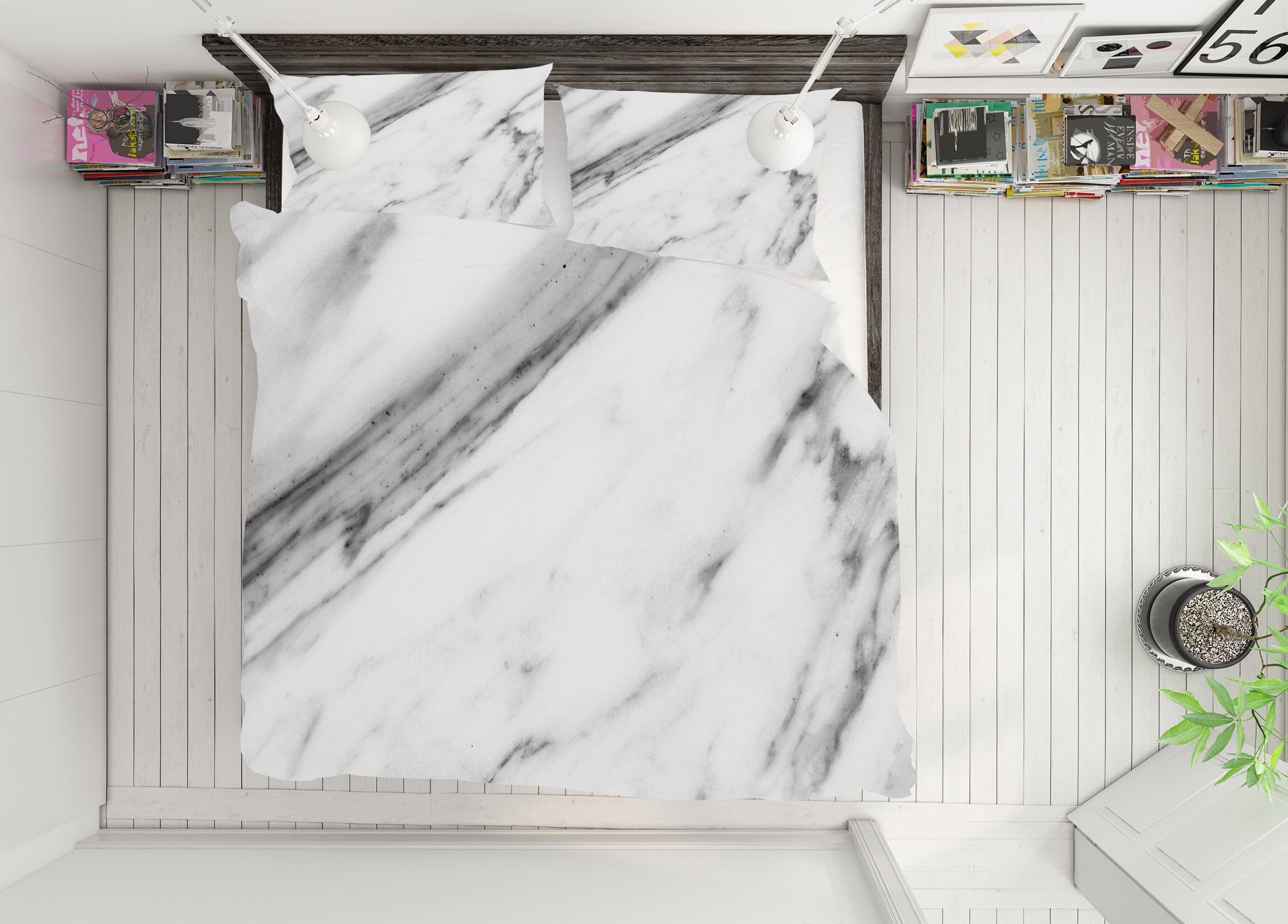 3D White Marble 59188 Bed Pillowcases Quilt