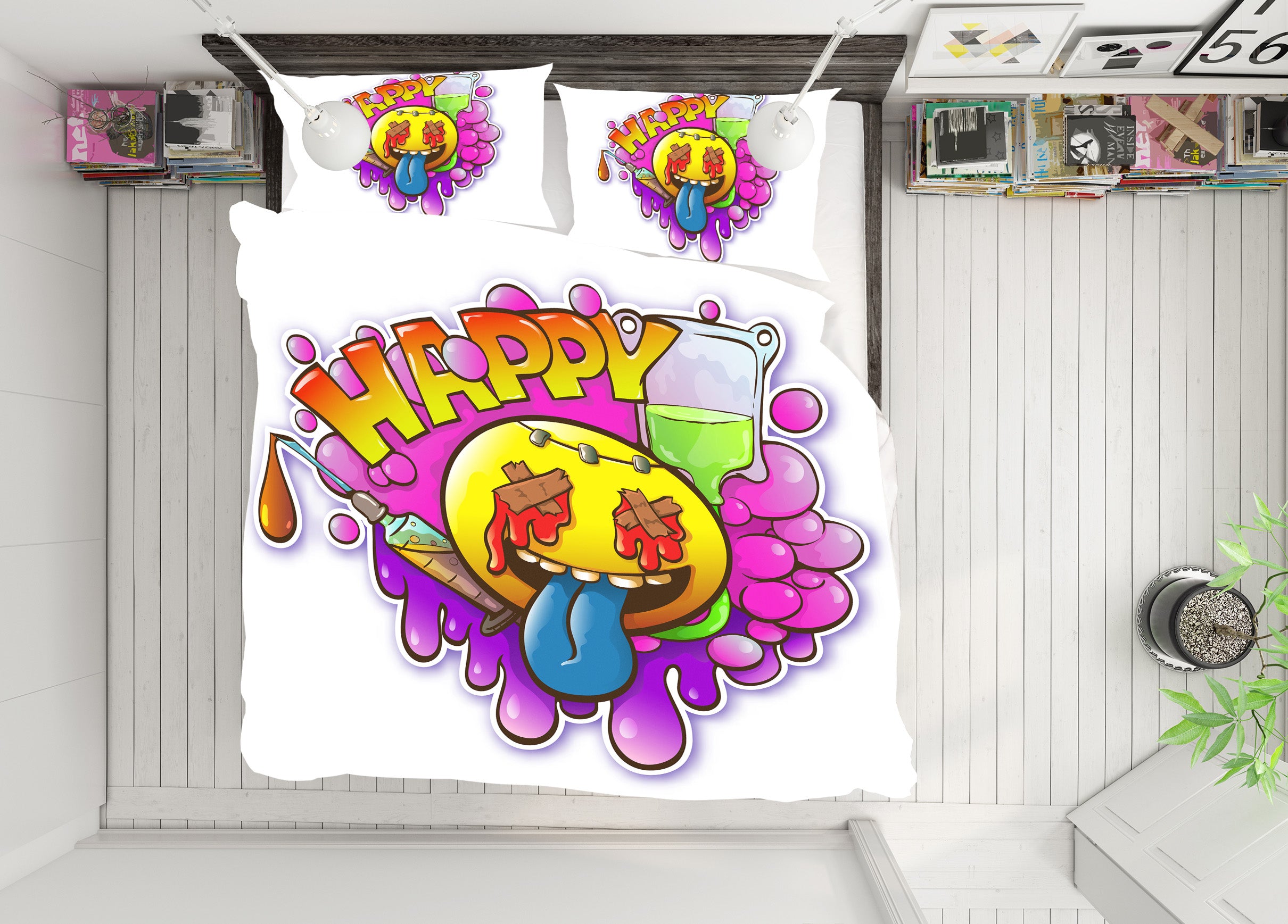 3D Happy Emoji 59014 Bed Pillowcases Quilt