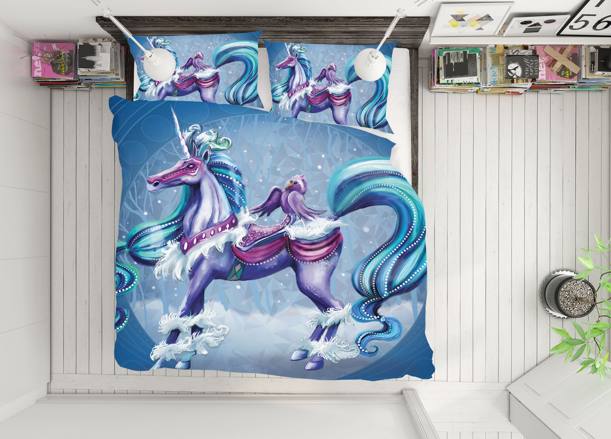 3D Cold Unicorn 132 Rose Catherine Khan Bedding Bed Pillowcases Quilt Quiet Covers AJ Creativity Home 