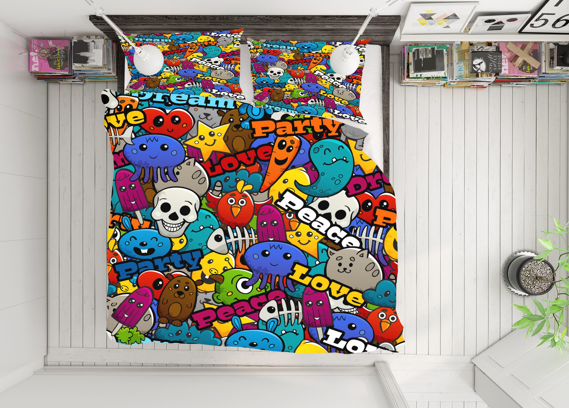 3D Colorful 60051 Bed Pillowcases Quilt