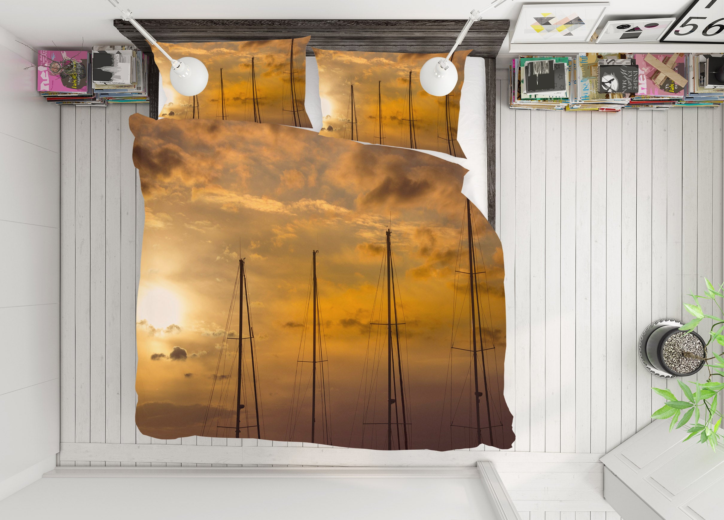 3D Yellow Sunset 097 Marco Carmassi Bedding Bed Pillowcases Quilt