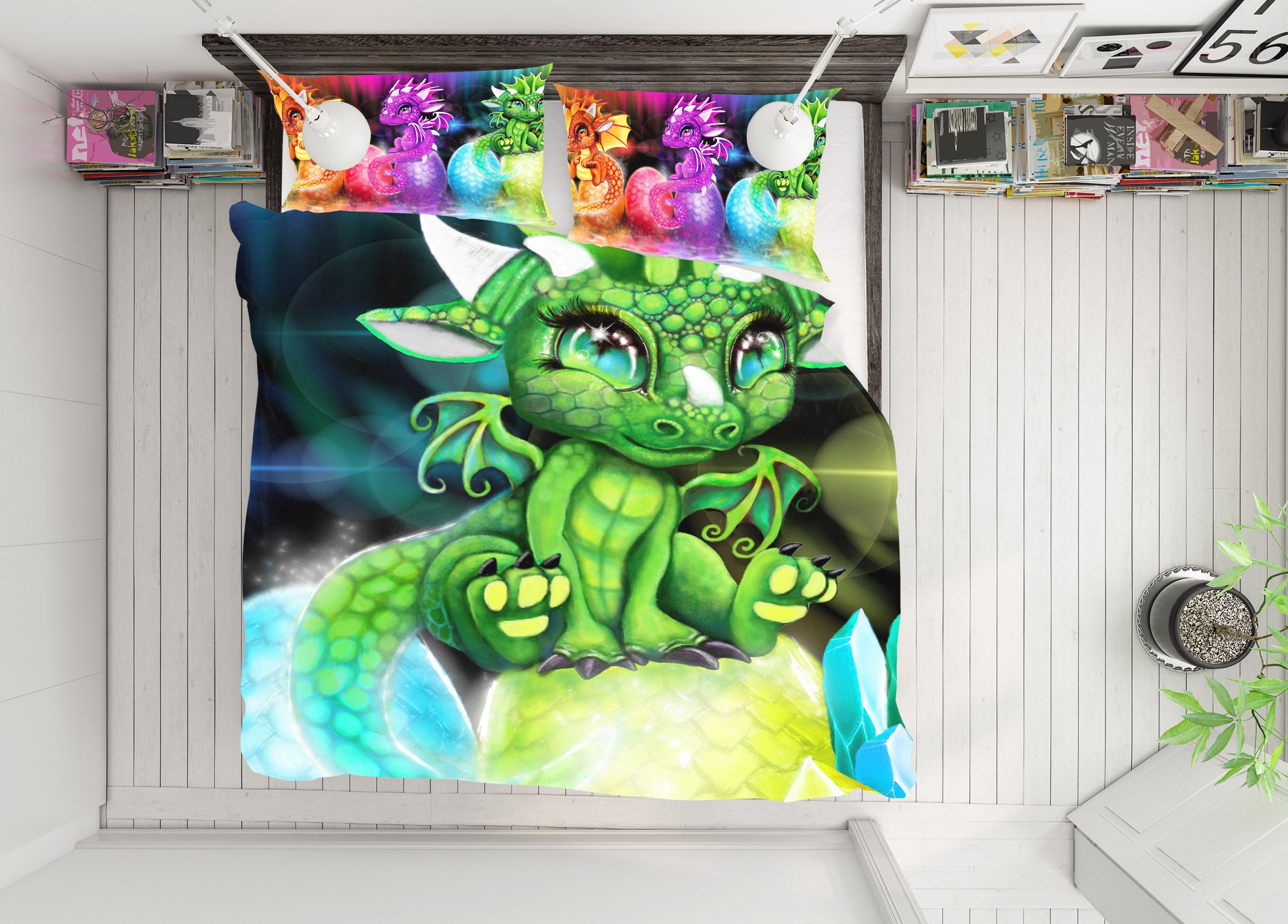 3D Cute Green Dragon 8564 Sheena Pike Bedding Bed Pillowcases Quilt Cover Duvet Cover