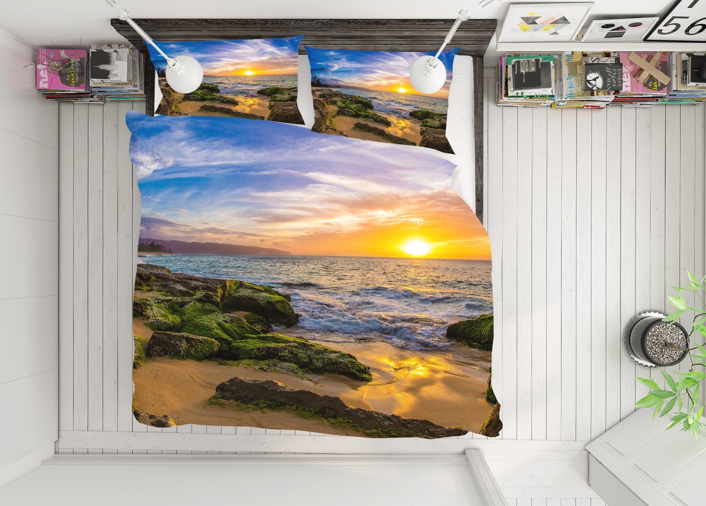 3D Seaside 12194 Bed Pillowcases Quilt
