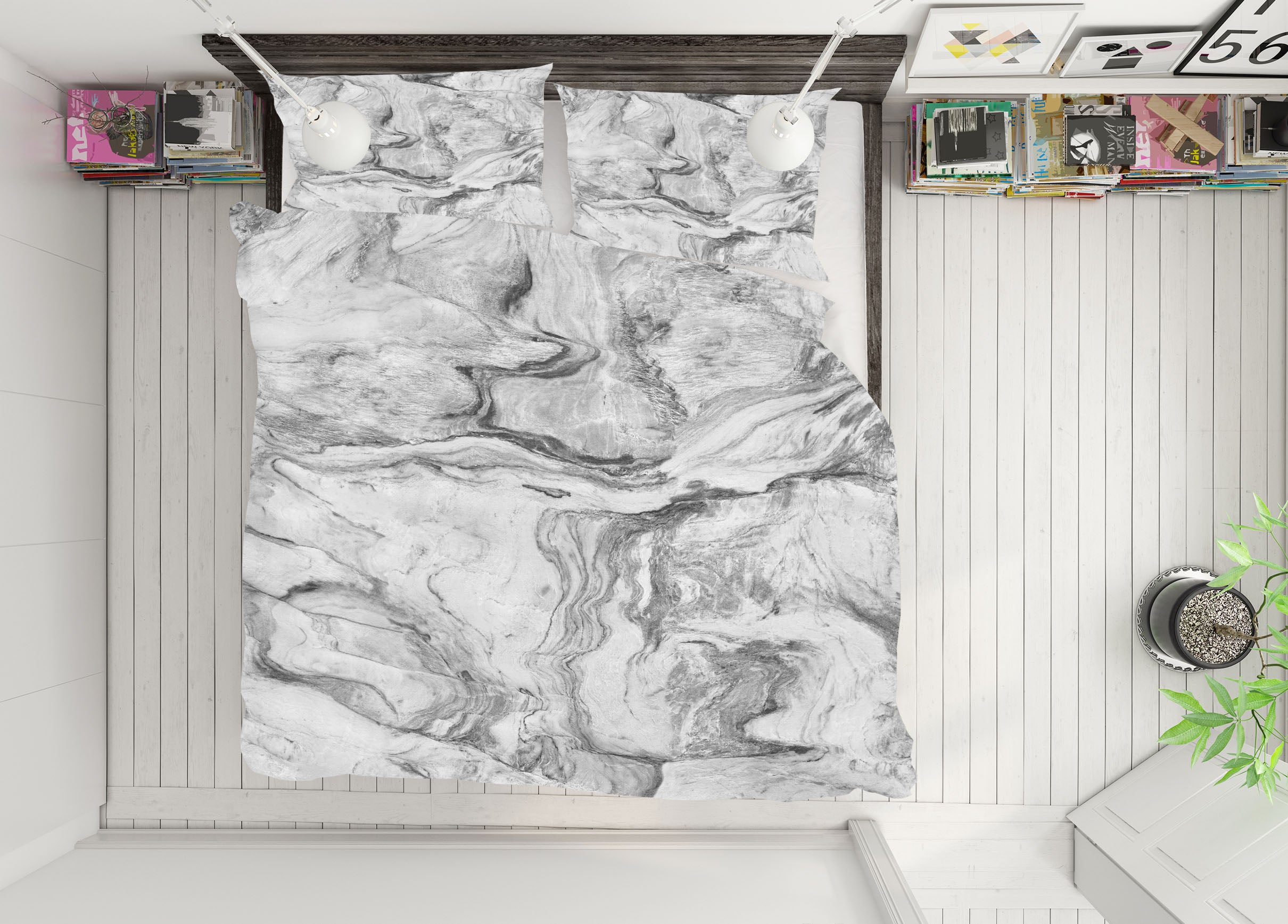 3D Grey Marble 16009 Bed Pillowcases Quilt