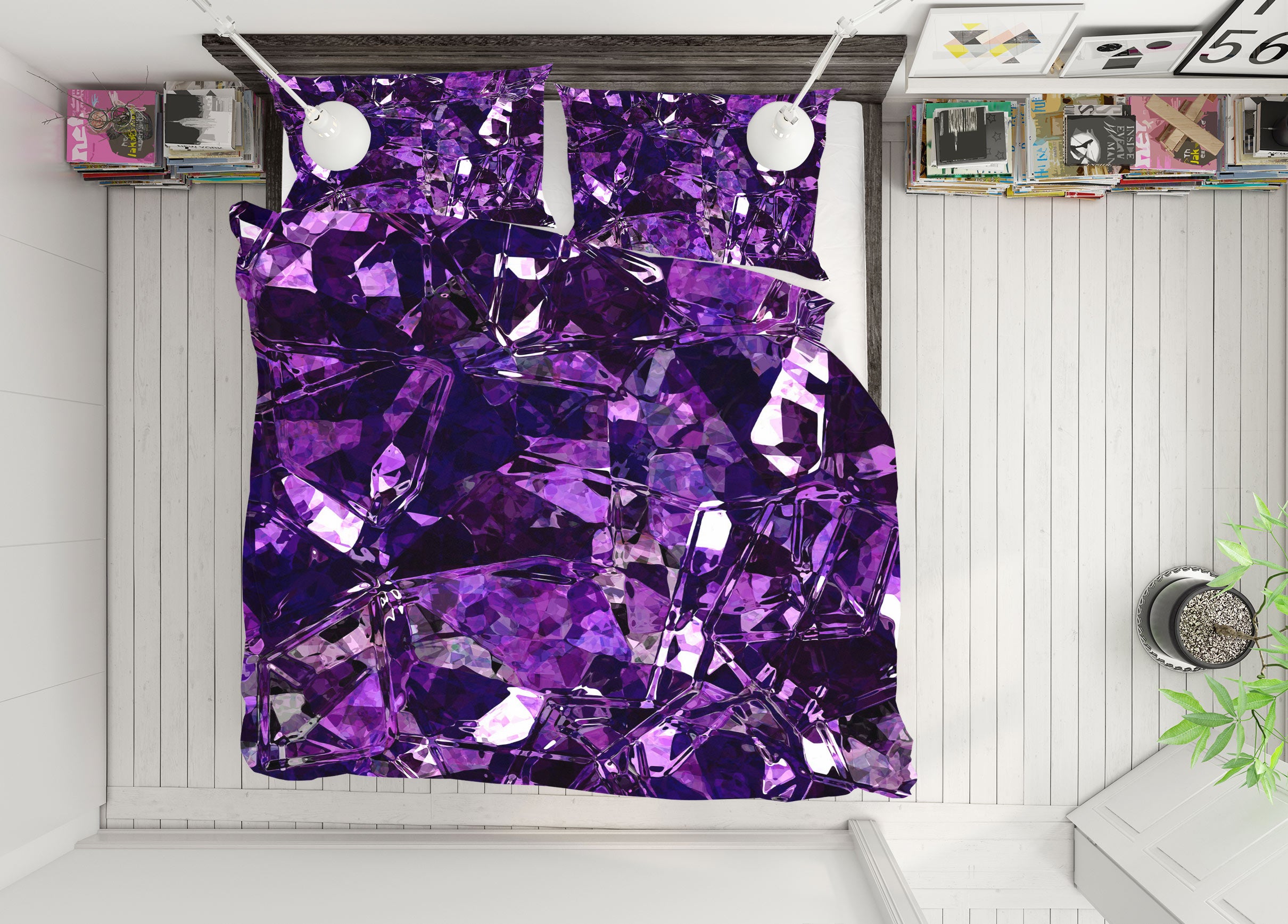 3D Purple Glass Broken 13205 Bed Pillowcases Quilt