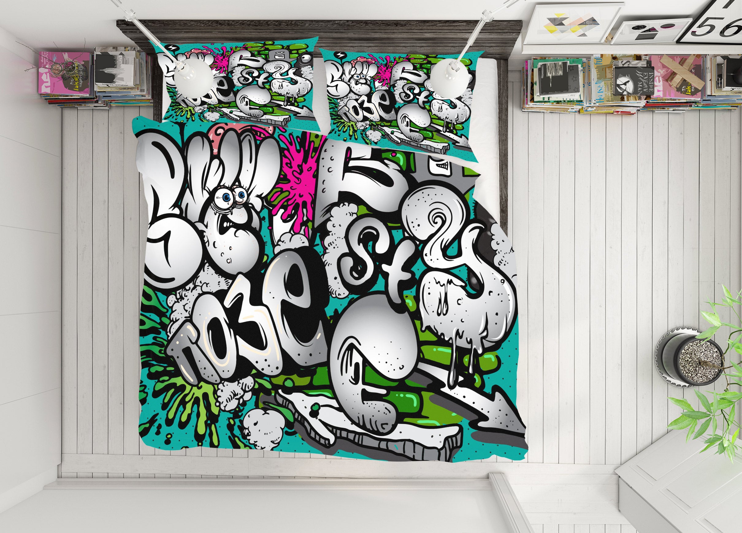 3D Graffiti Font 60071 Bed Pillowcases Quilt