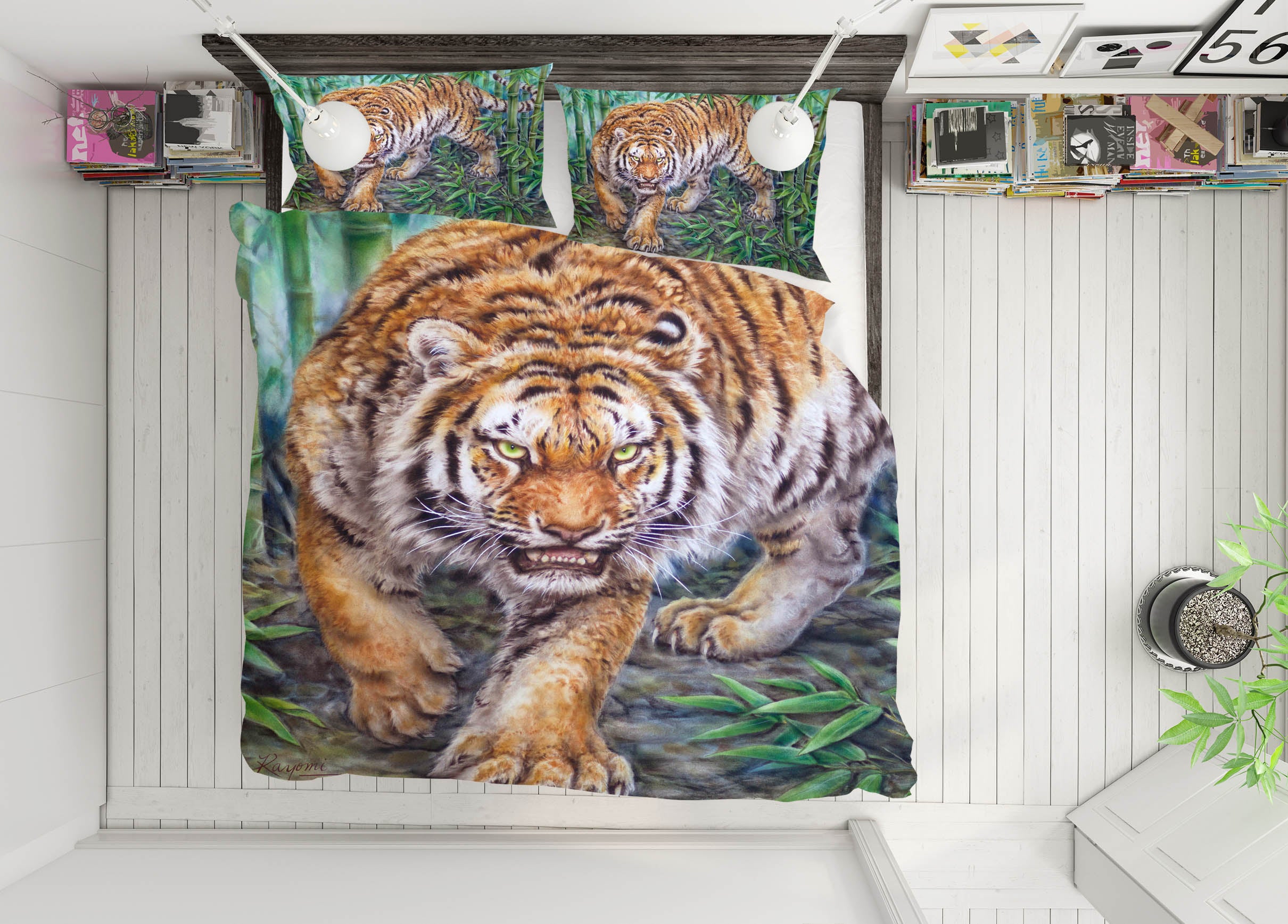 3D Bamboo Forest Tiger 5809 Kayomi Harai Bedding Bed Pillowcases Quilt Cover Duvet Cover
