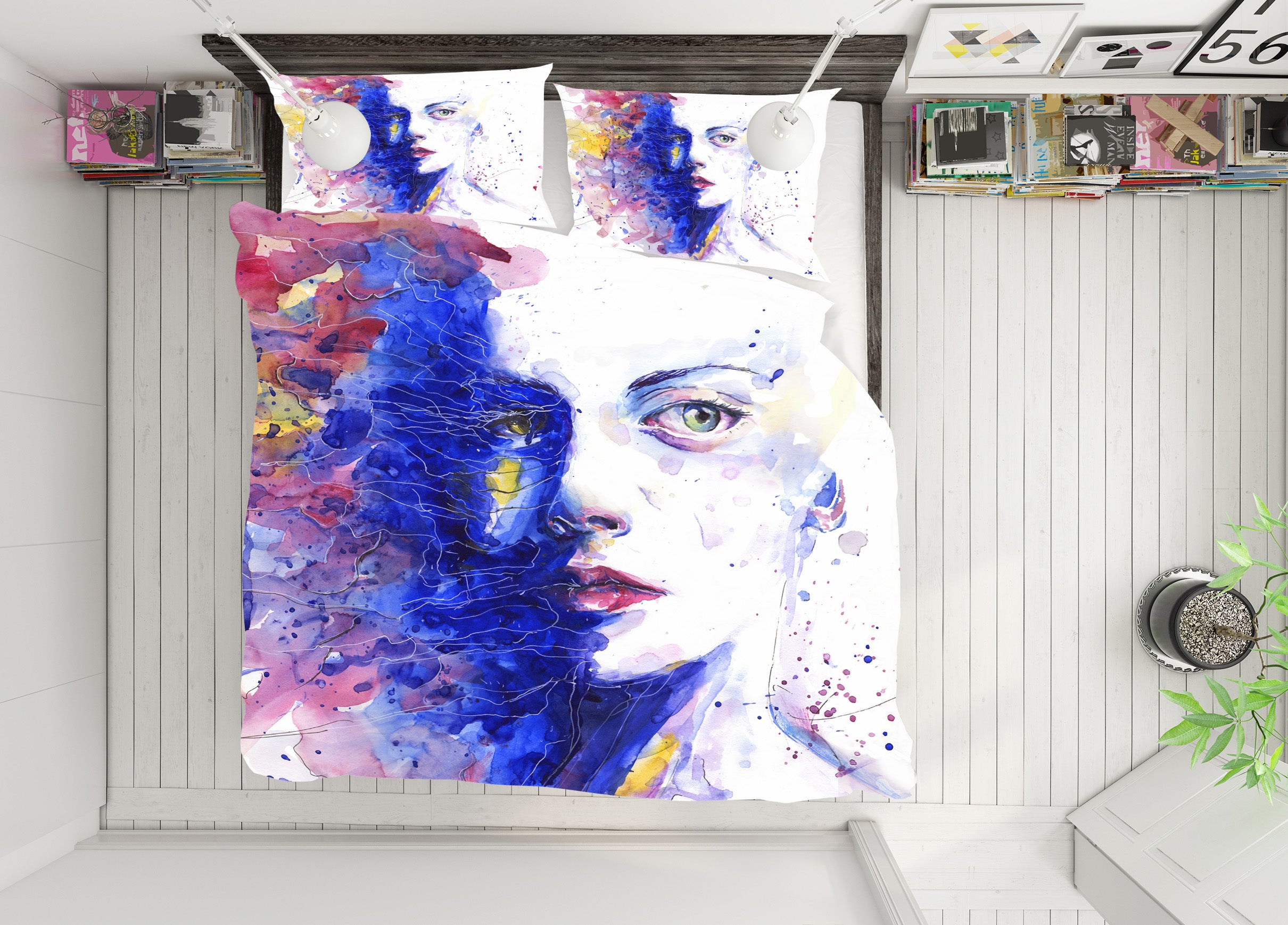 3D Human Face 19179 Bed Pillowcases Quilt